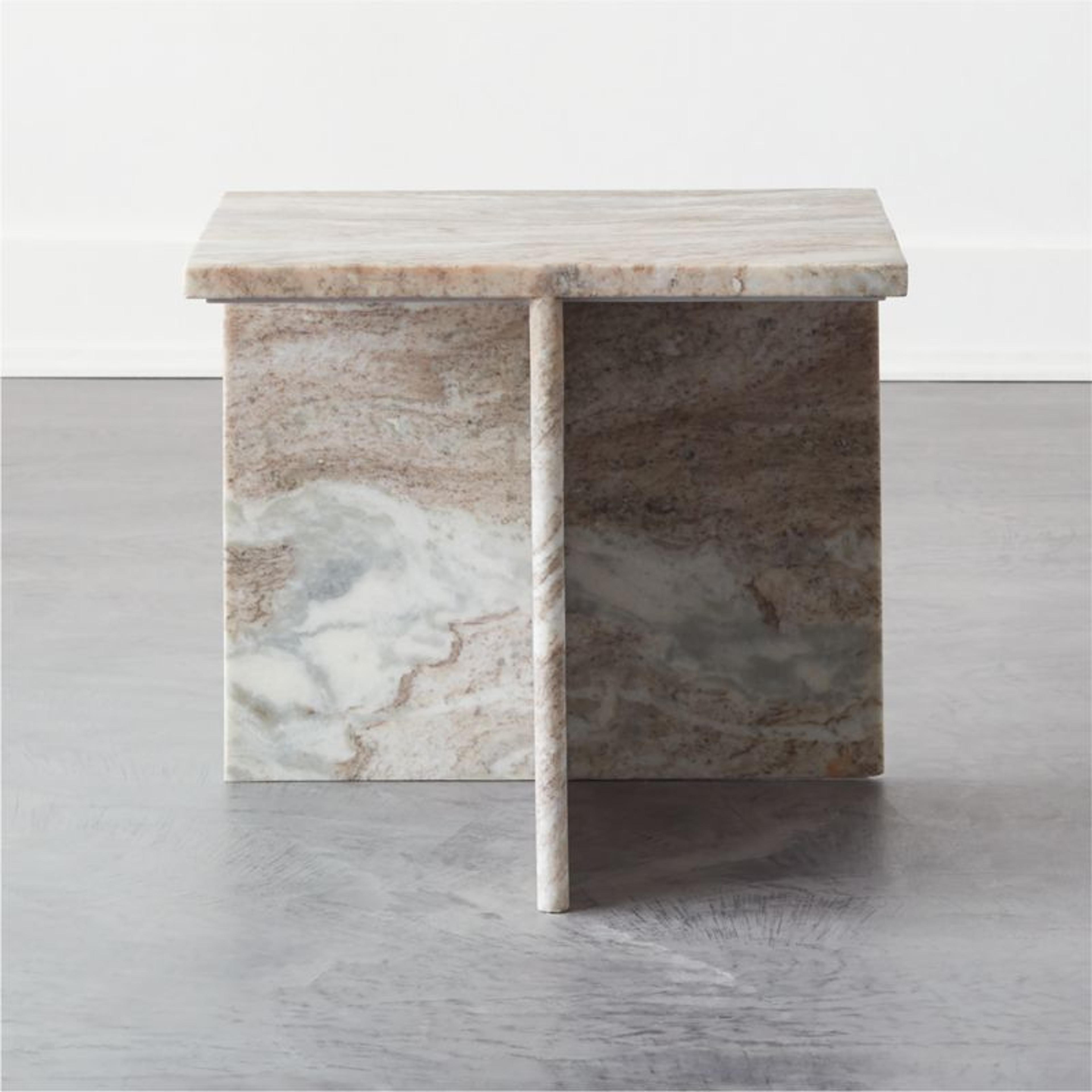 T Short Marble Side Table + Reviews | CB2