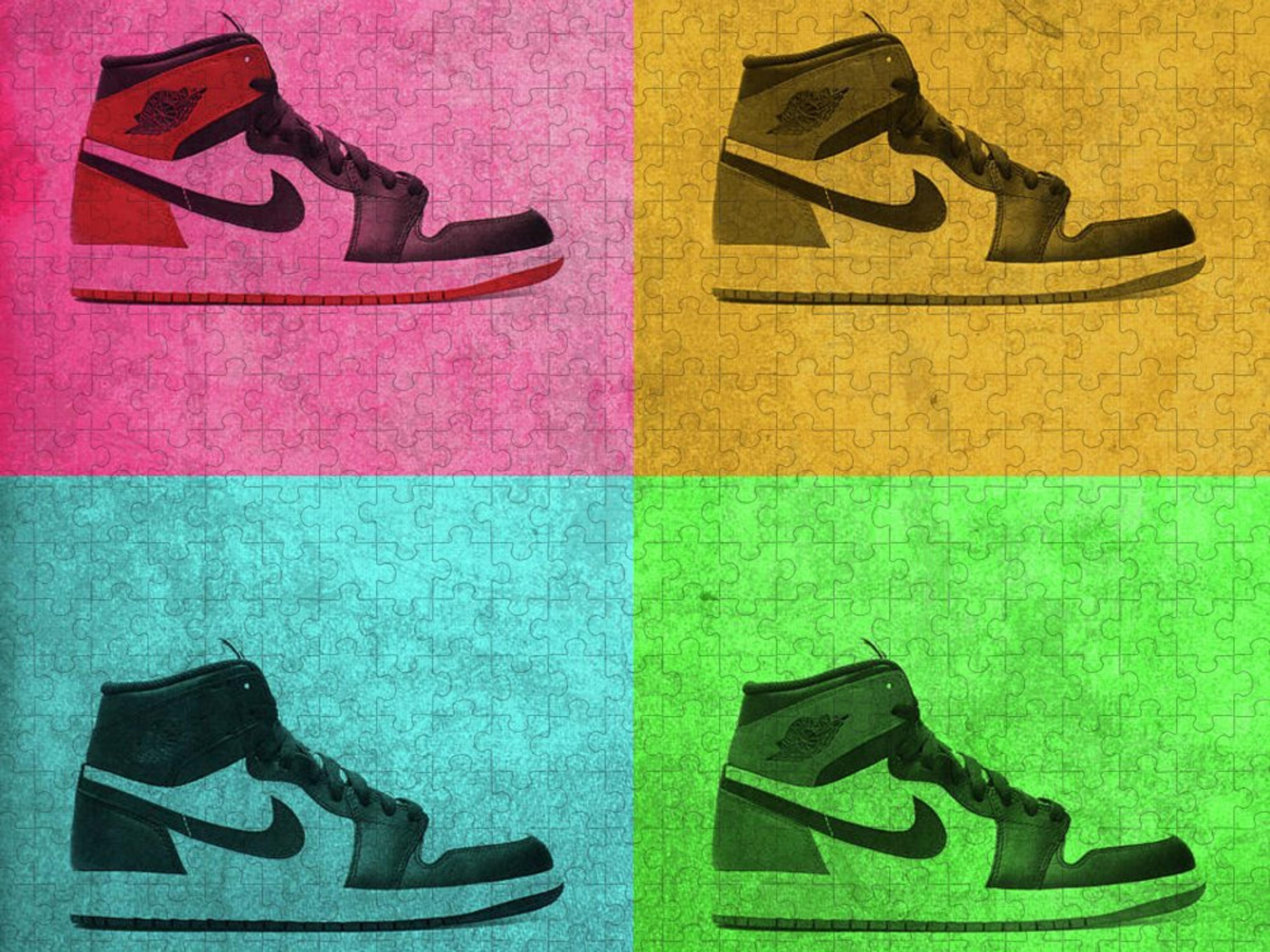 1988 Original Air Jordan Basketball Shoes Vintage Pop Art Color Quadrants Jigsaw Puzzle by Design Turnpike