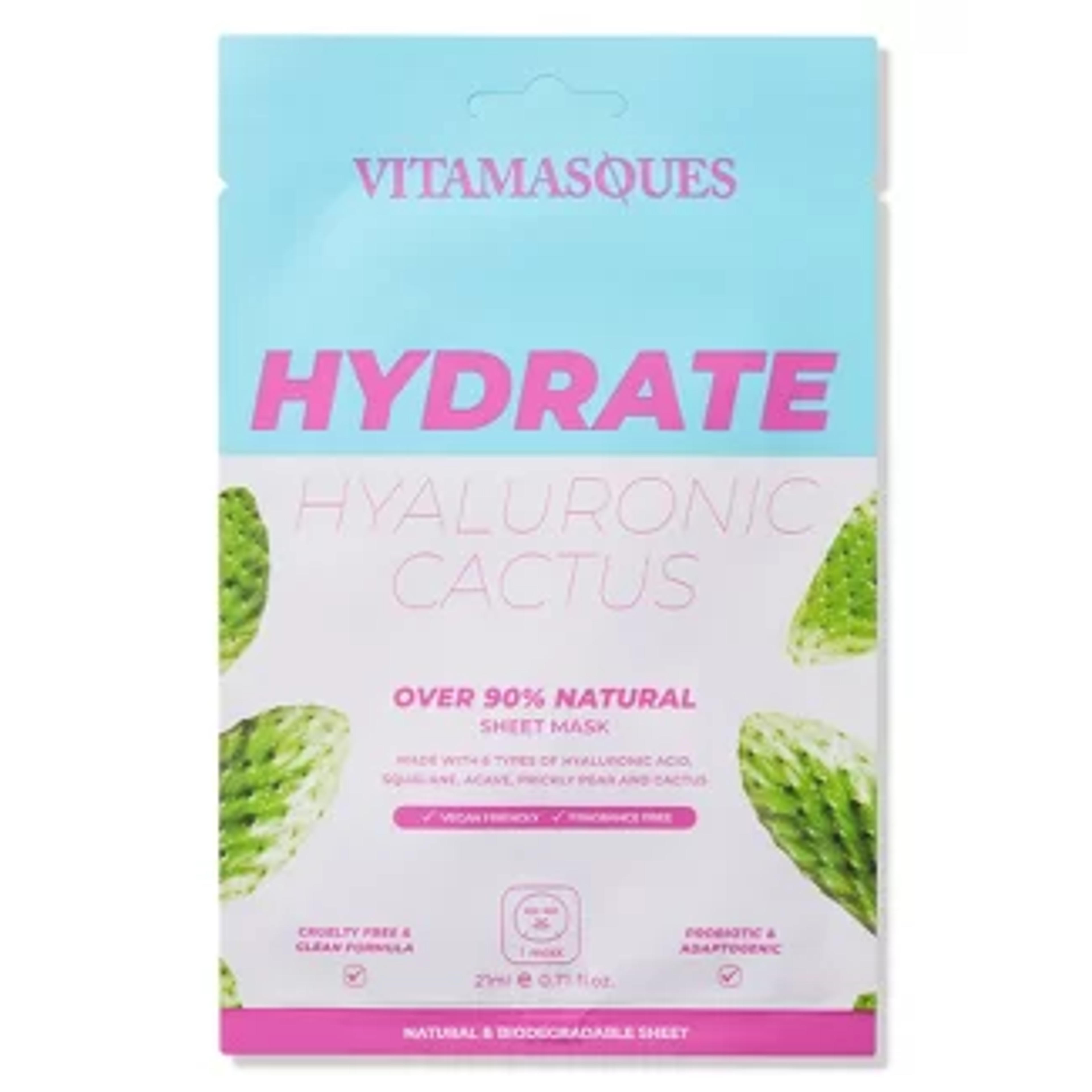 Vitamasques Hydrate Hyaluronic Cactus Biodegradable Sheet Mask & Eco Pouch - 0.71 Fl Oz : Target