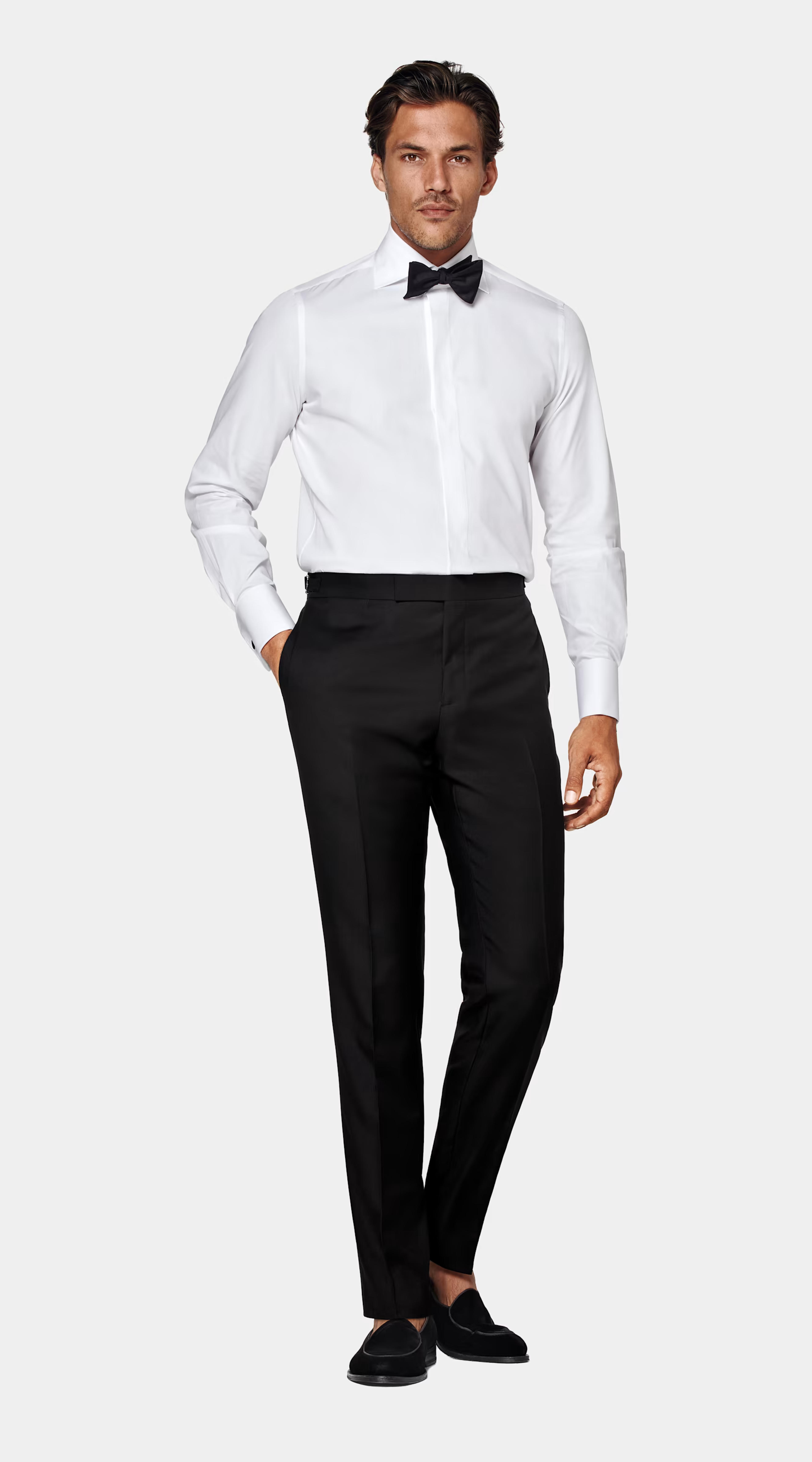 White Twill Slim Fit Tuxedo Shirt in Egyptian Cotton | SUITSUPPLY US