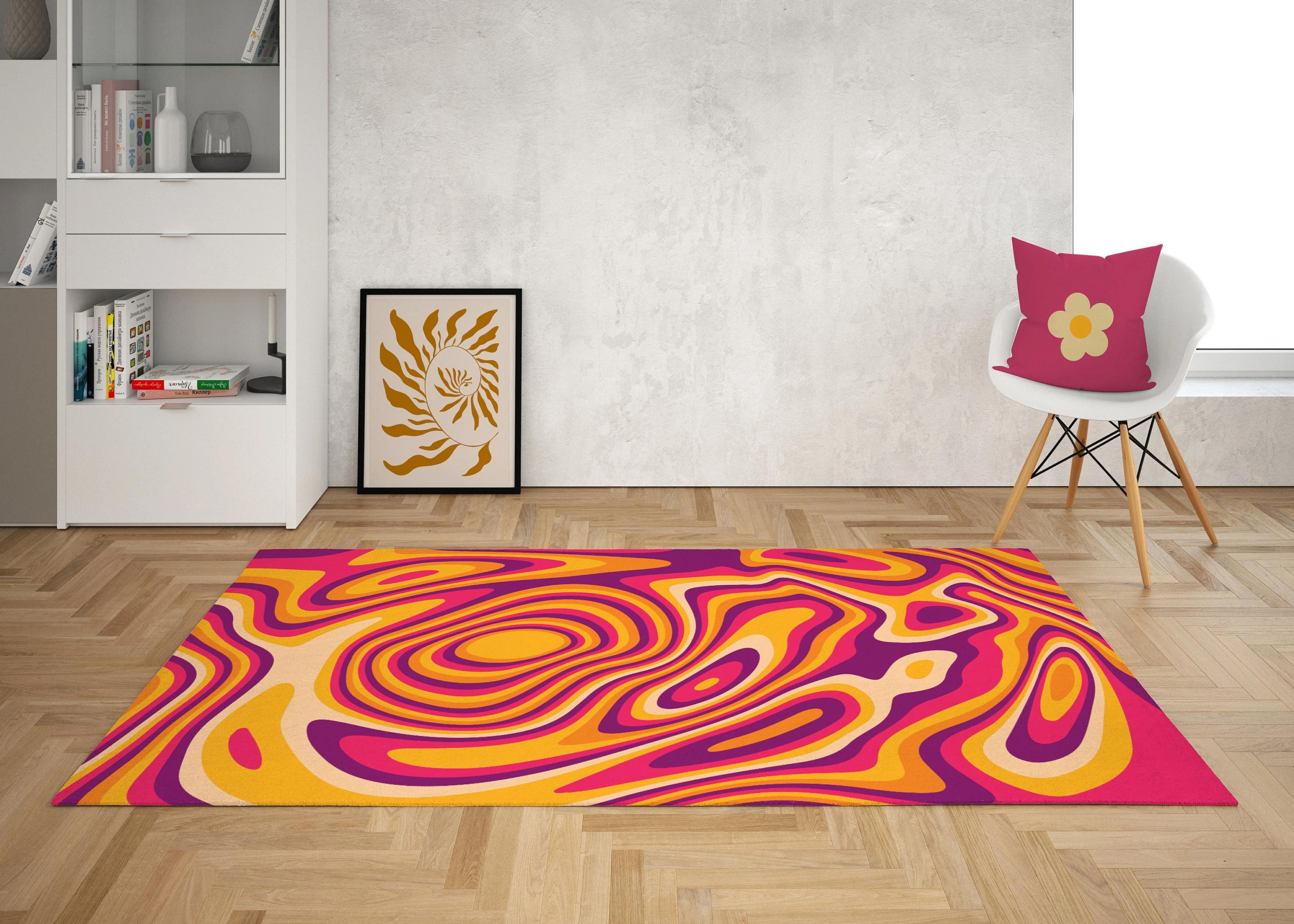 Purple Retro Wavy Rug Psychedelic Groovy 70s Rug Swirl - Etsy