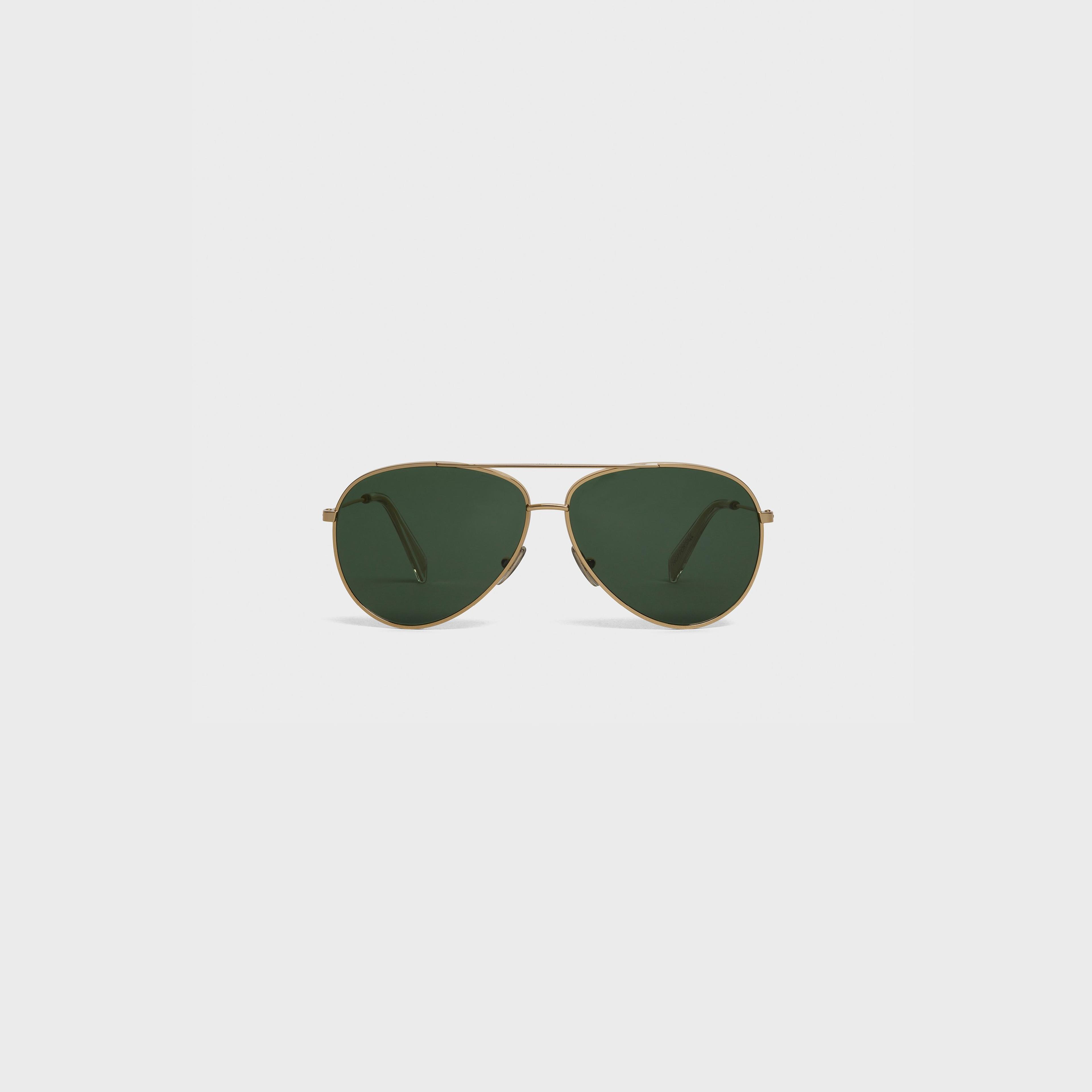 METAL FRAME 02 SUNGLASSES IN METAL WITH MINERAL GLASS LENSES - Gold / Green | CELINE