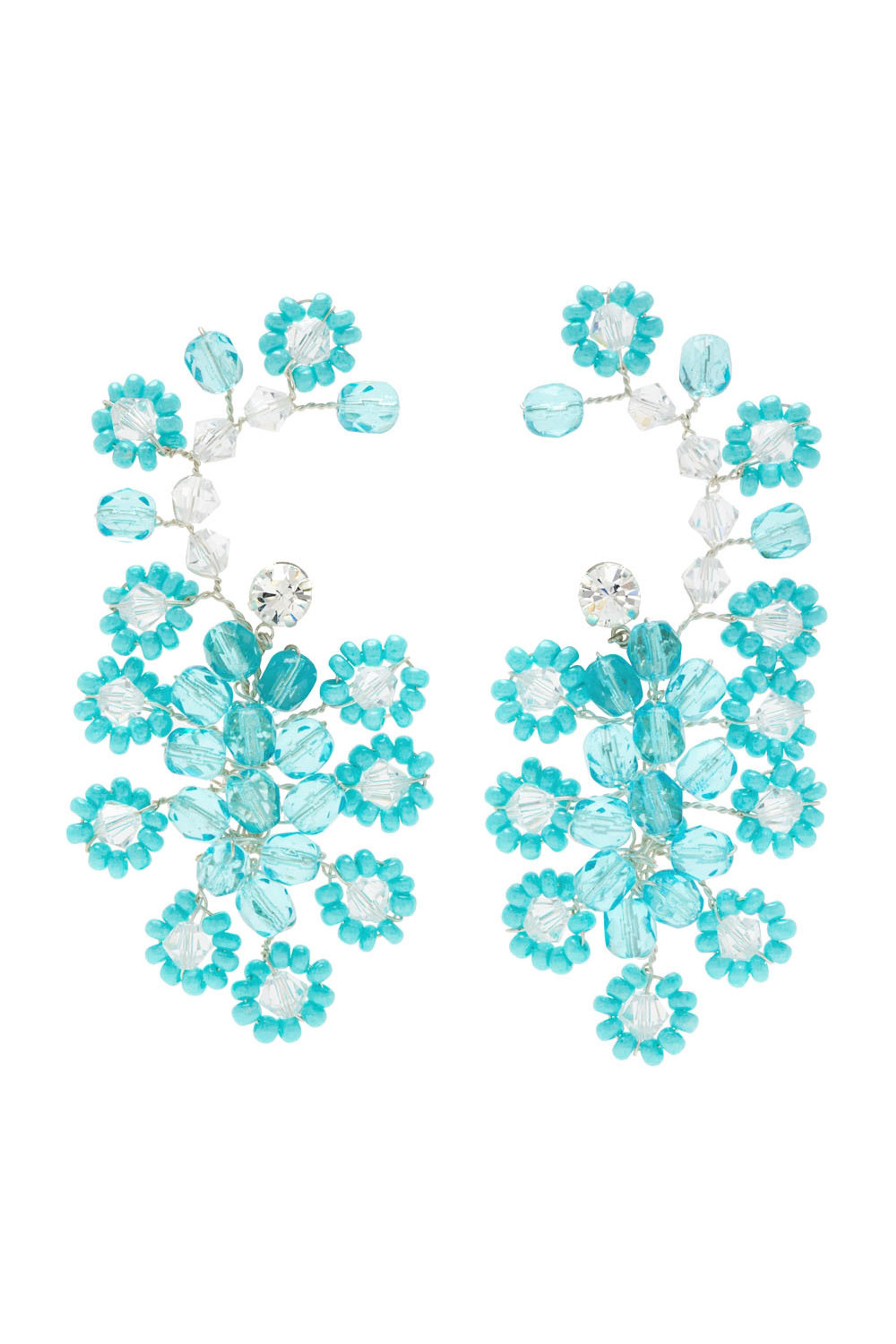 Blue Anemone Crystal Cuff Earrings by Magda Butrym on Sale