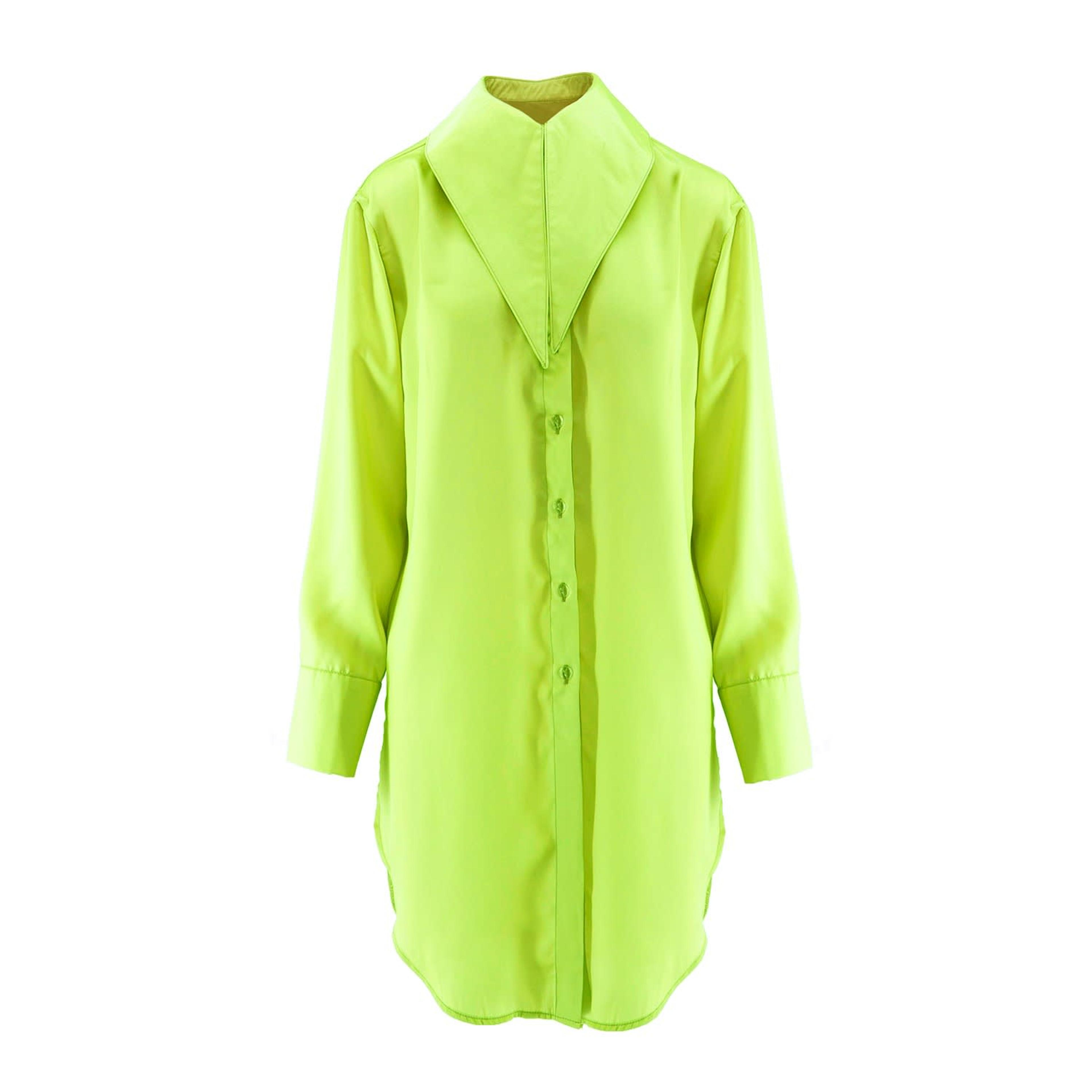 Neon Yellow Shirt With Sharped Collar