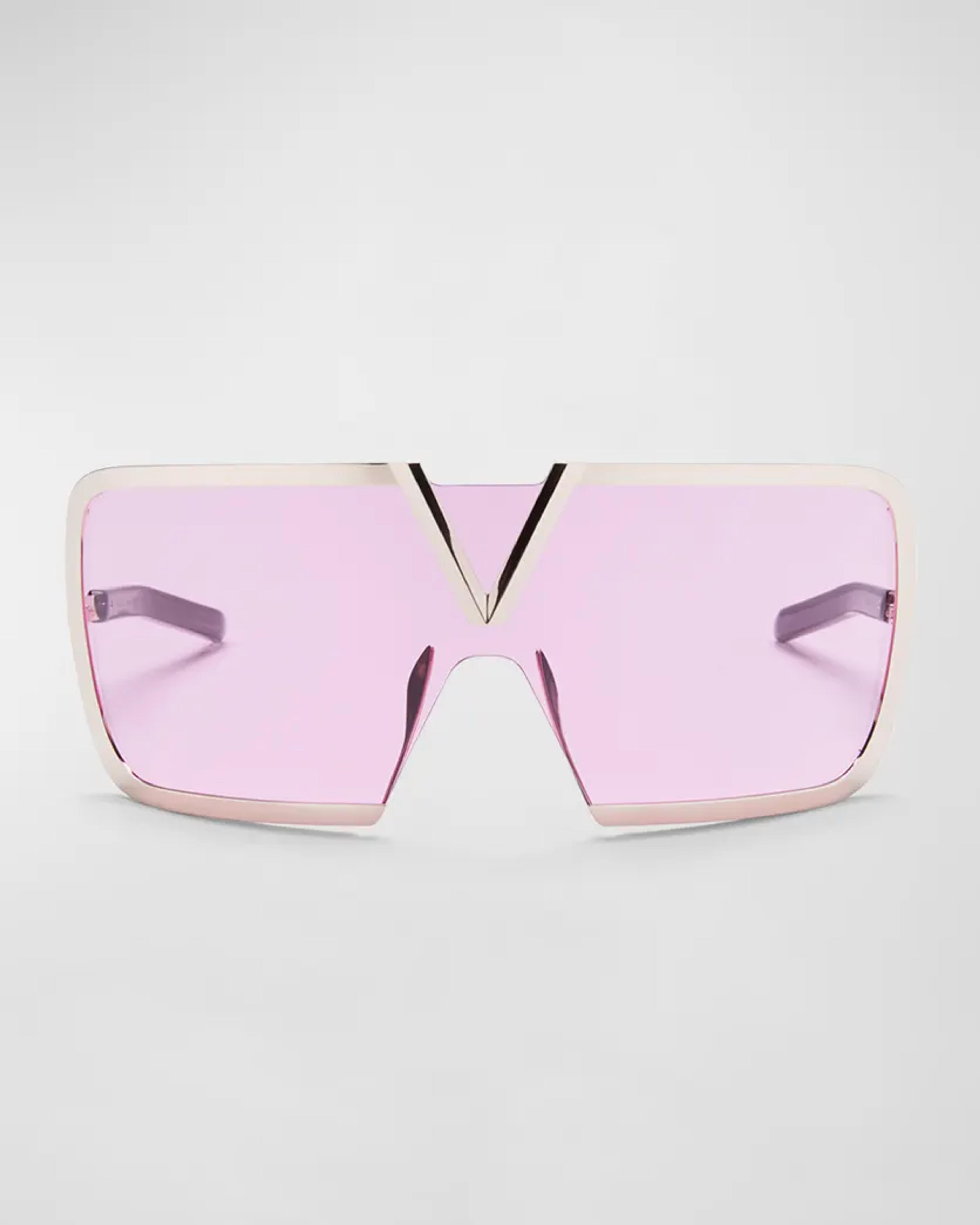 Valentino Garavani V Romask Titanium & Acetate Shield Sunglasses | Neiman Marcus