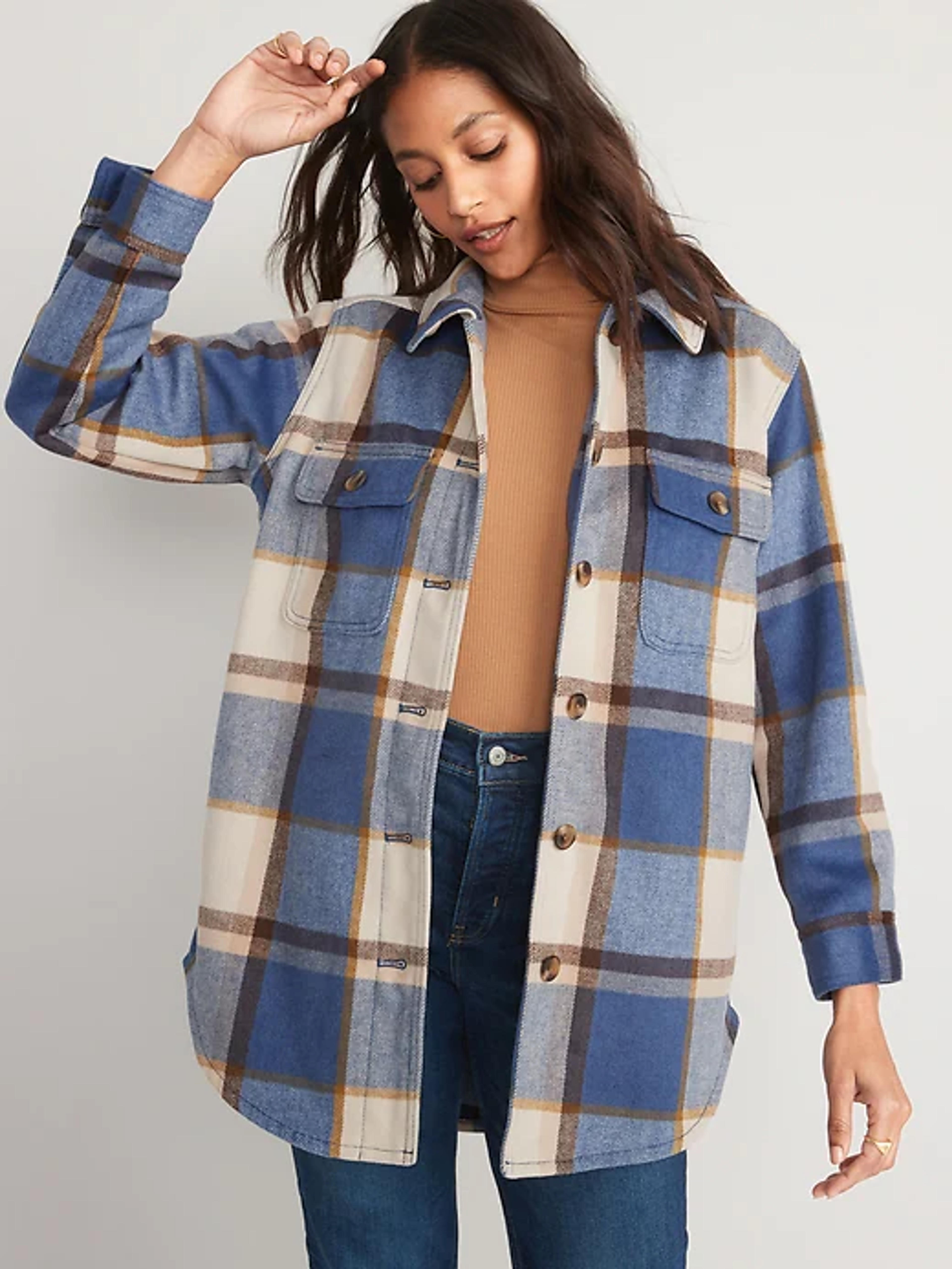 Plaid Soft-Brushed Utility Shacket for Women | Old Navy