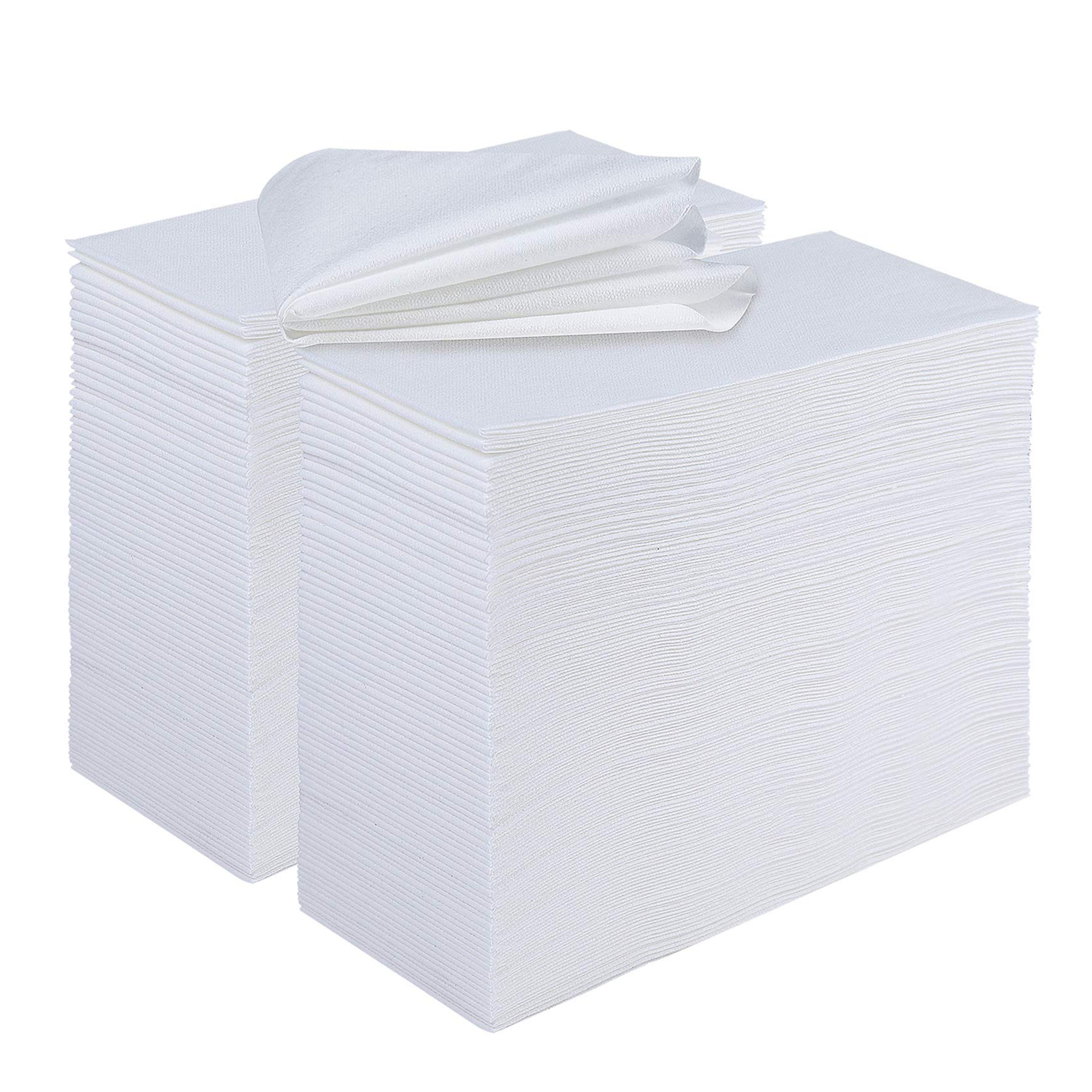 [480 Pack] FOCUSLINE Disposable Bathroom Napkins, Linen-Feel Guest Towels, Soft and Absorbent Disposable Paper Hand Towels for Dinner, Wedding Event, Parties, White