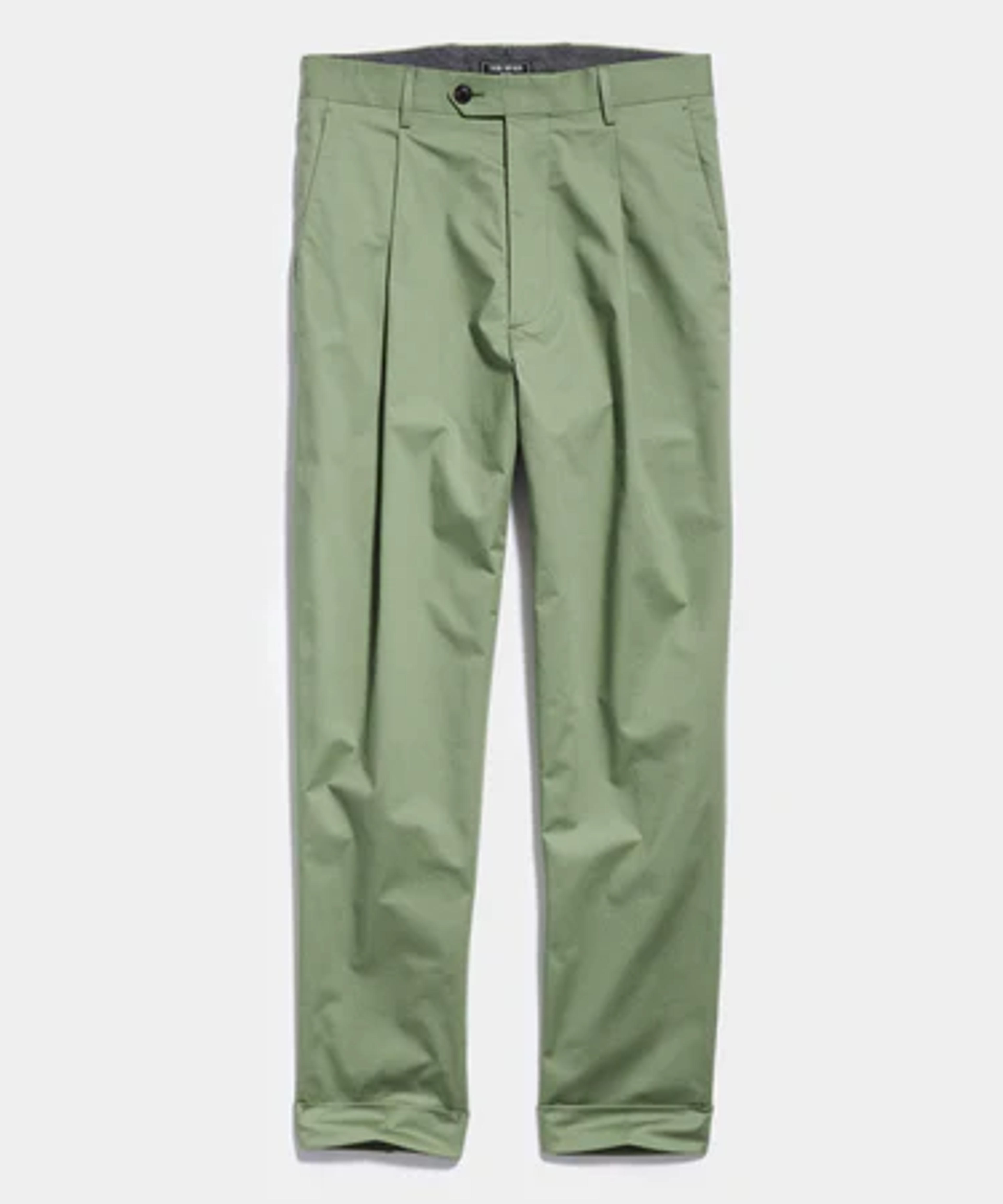 Italian Stretch Twill Madison Suit Trouser in Faded Olive