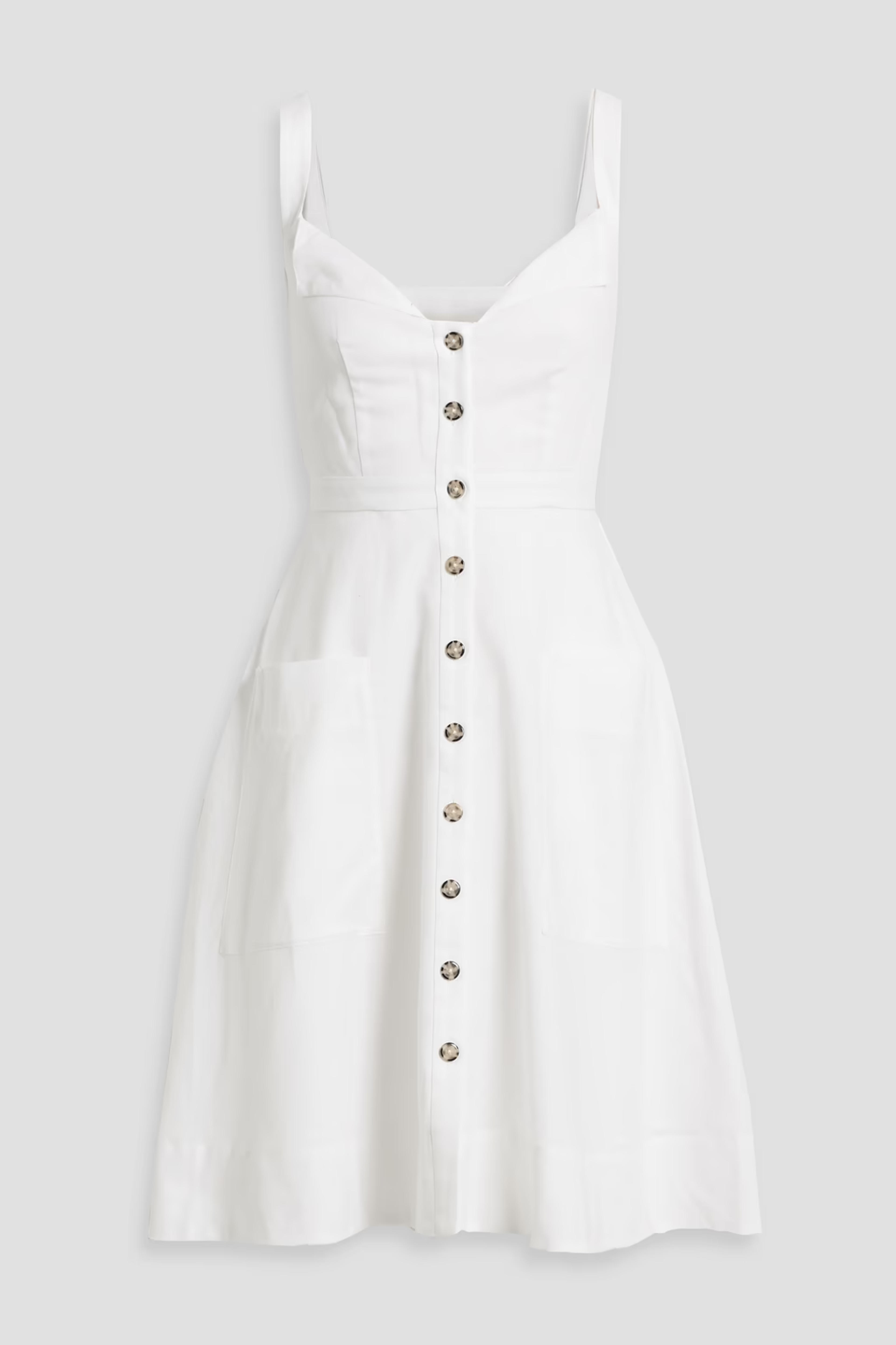 SALONI Fara cotton and linen-blend dress