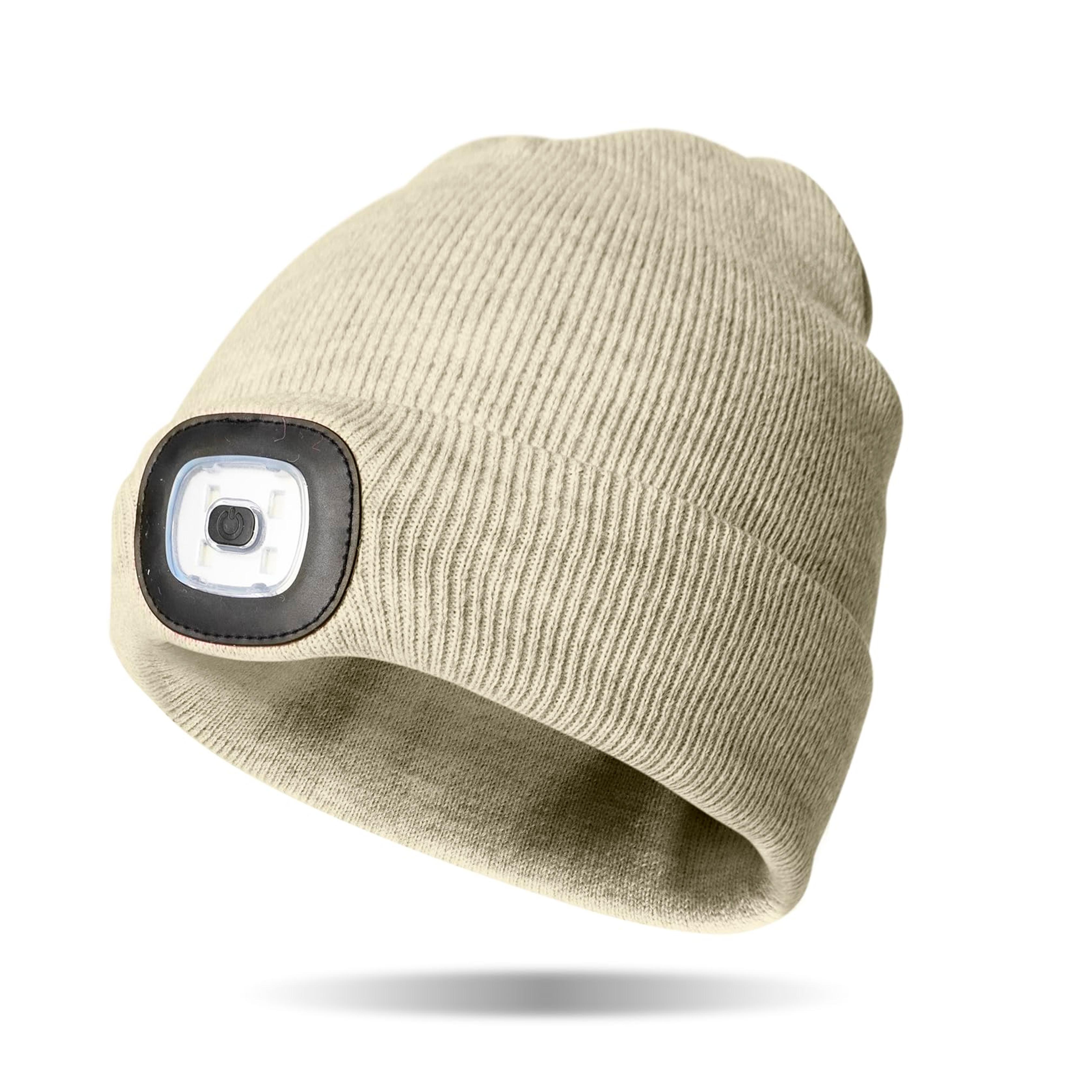 Amazon.com: Night Scope Rechargeable LED Brightside Collection Warm Knit Beanie Hand-Free Lighted Head Lamp Hat - Oatmeal : Sports & Outdoors