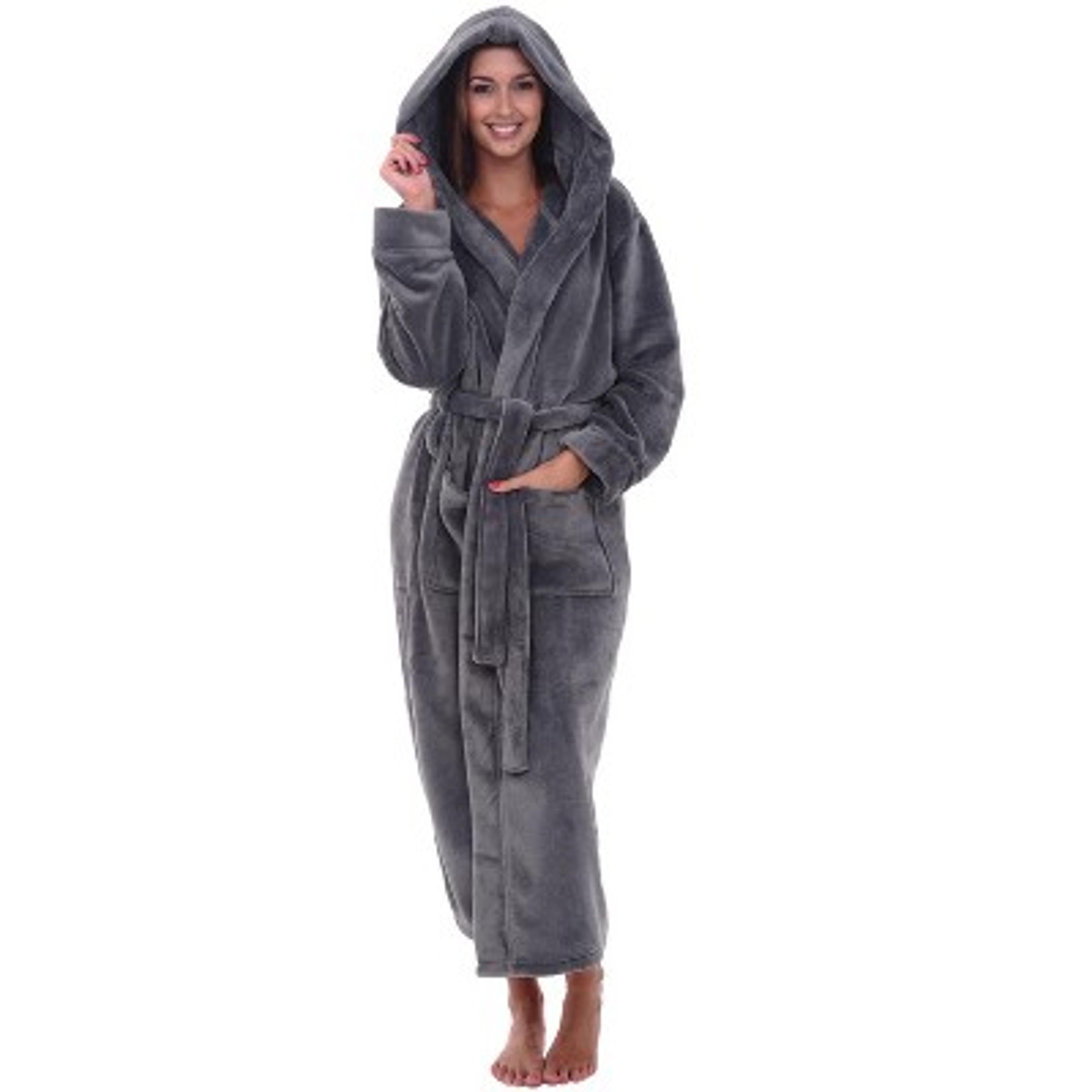 Alexander Del Rossa Women's Classic Winter Robe, Hooded Plush Fleece Bathrobe : Target