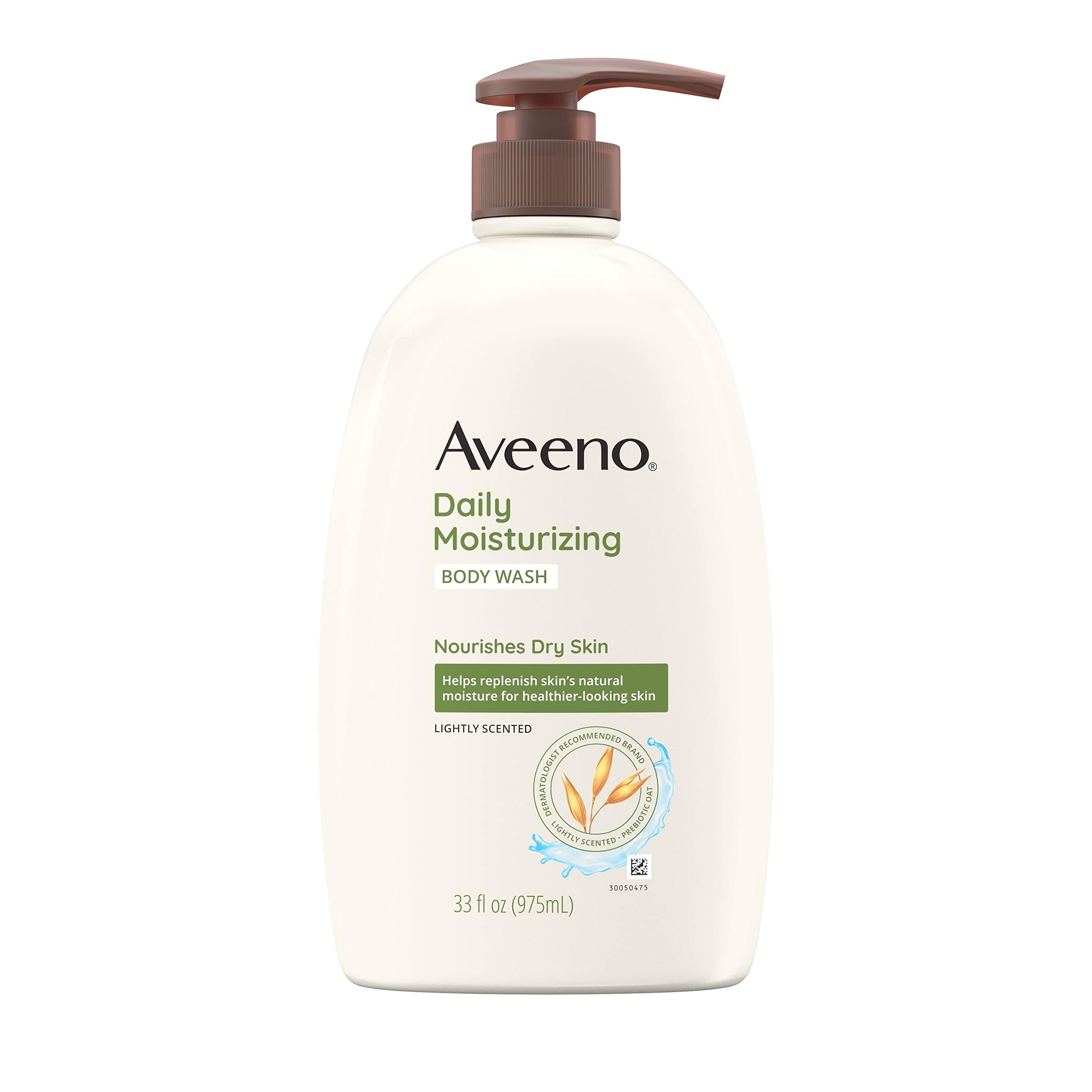 Aveeno Daily Moisturizing Body Wash with Soothing Oat Creamy Shower Gel (Soap Free and Dye Free/Light Fragrance), 33 Fl Oz