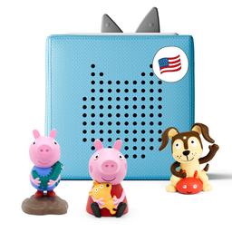 Toniebox Audio Player Starter Set with Peppa Pig, George, and Playtime Puppy - Listen, Learn, and Play with One Huggable Little Box - Light Blue