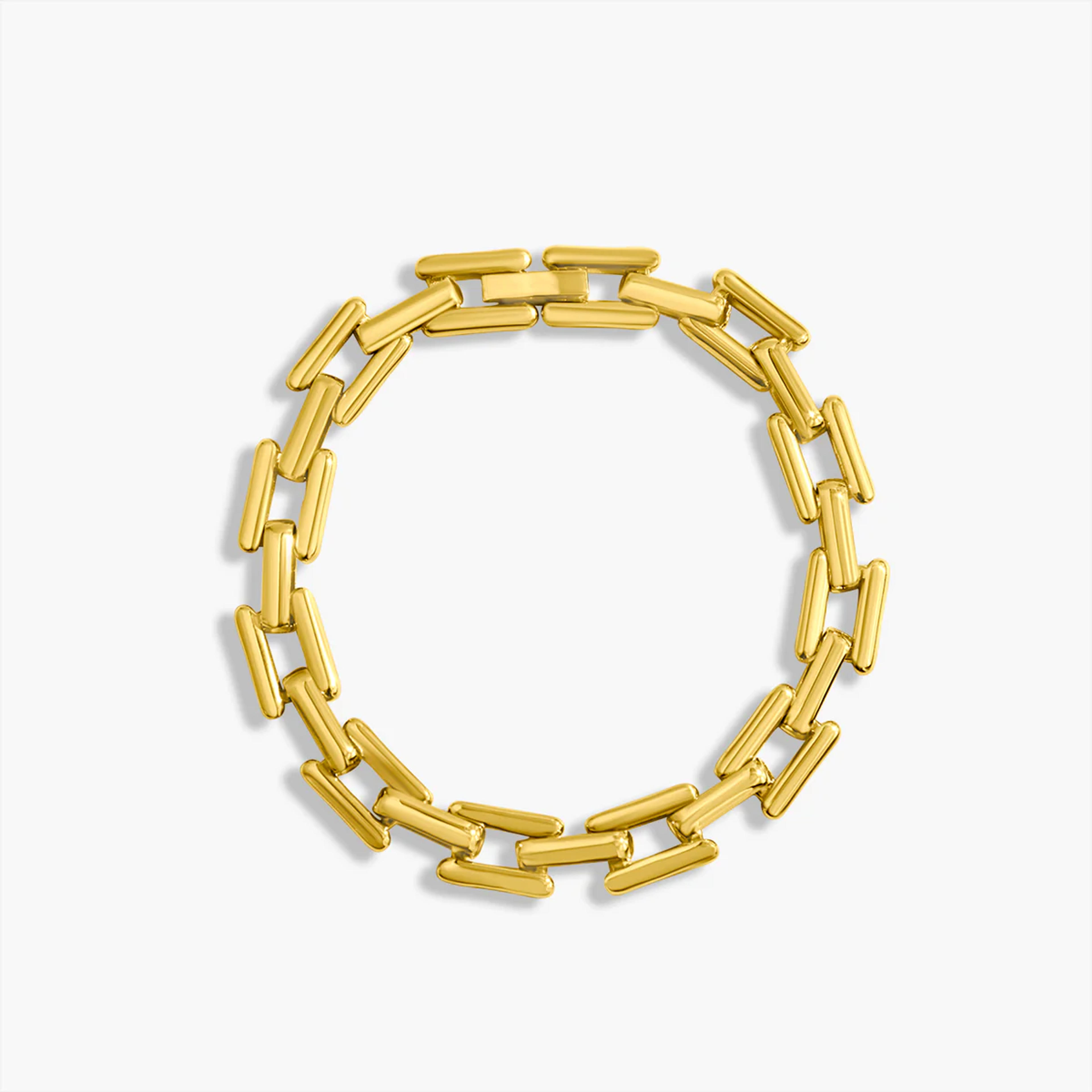 Chunky Flat Chain Bracelet in Gold