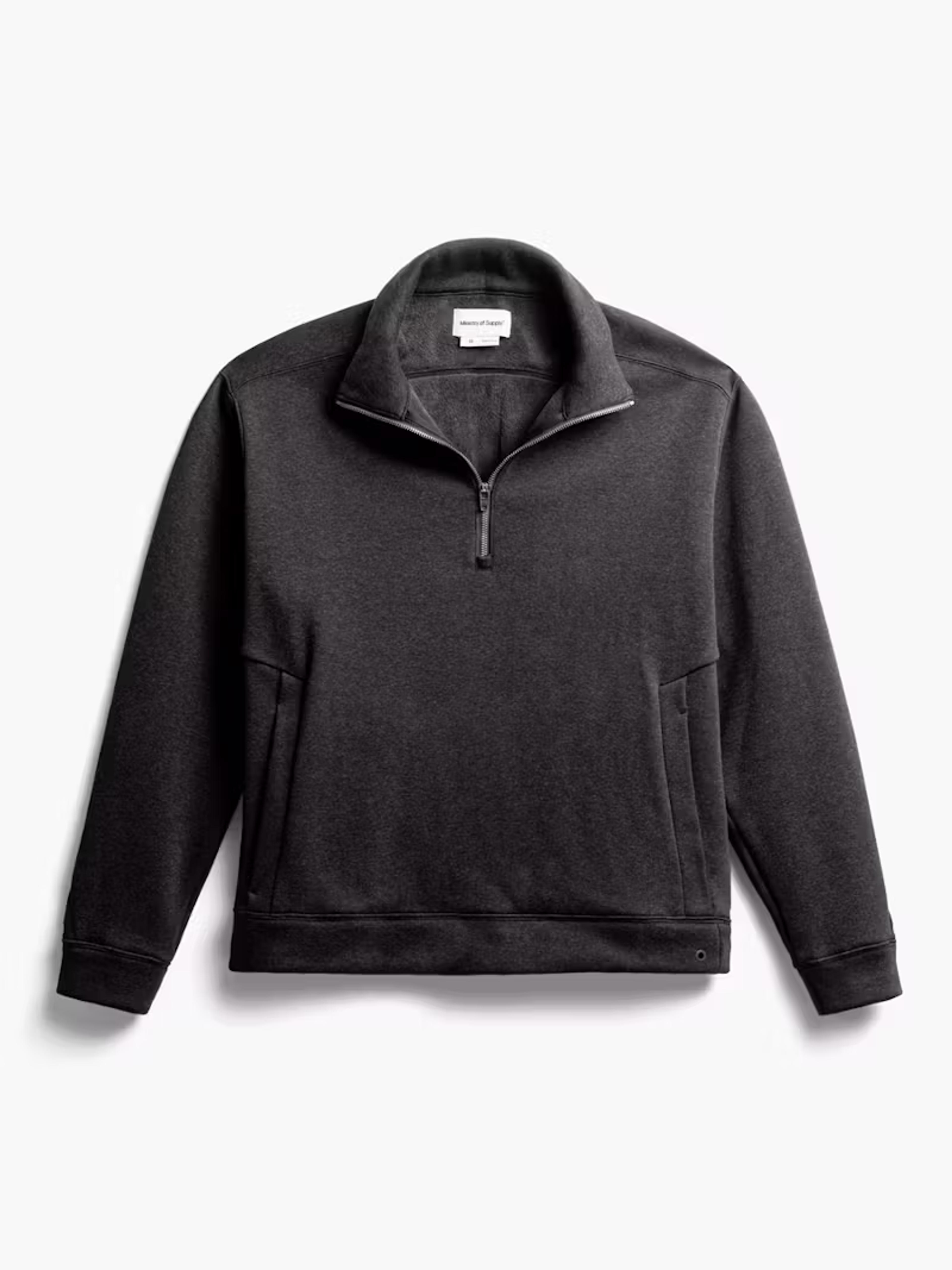 Black Tweed Men's Hybrid Fleece 1/4 Zip Pullover | Ministry of Supply
