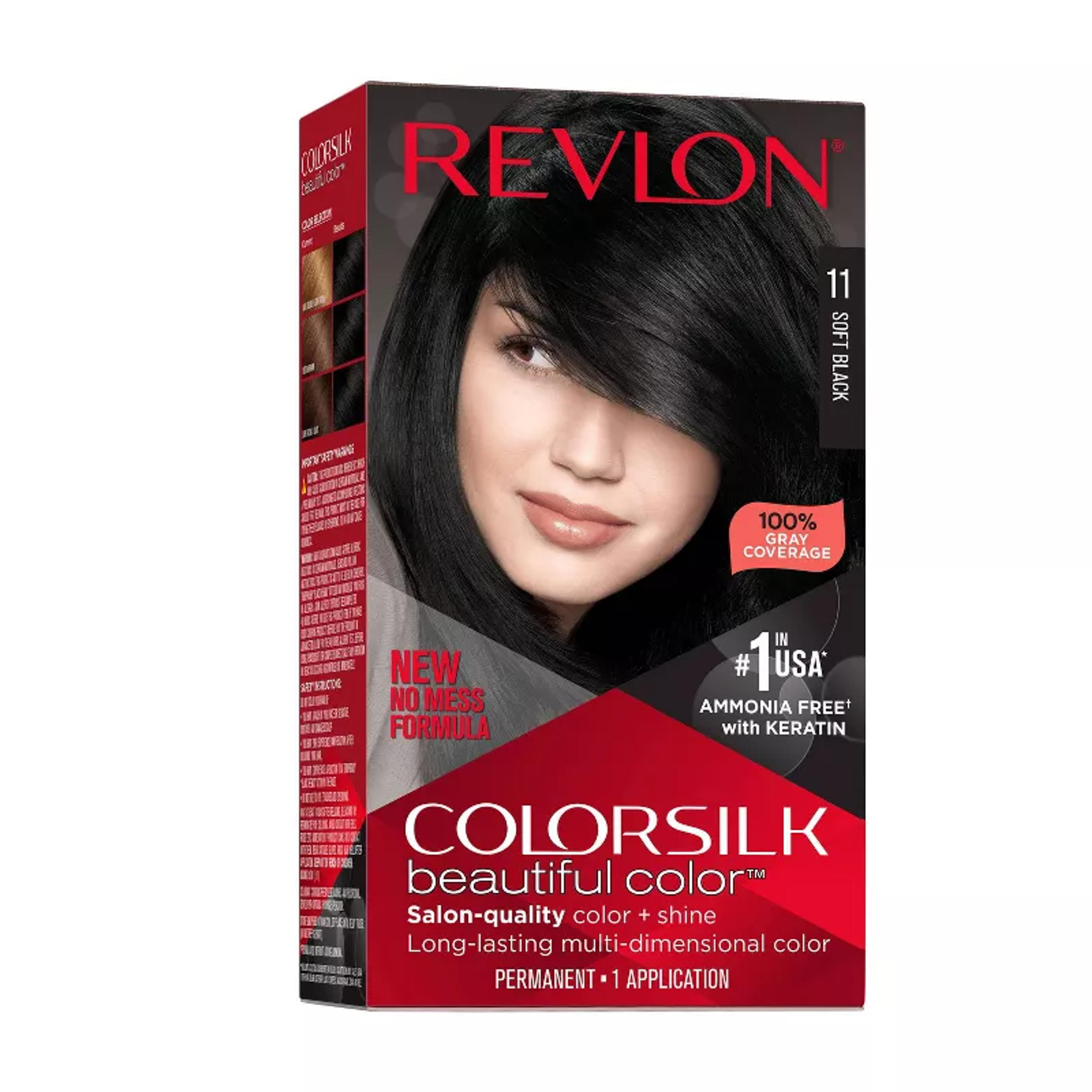 Revlon Colorsilk Beautiful Color Permanent Hair Color Long-lasting High-definition With 100% Gray Coverage - 011 Soft Black - 4.4 Fl Oz : Target