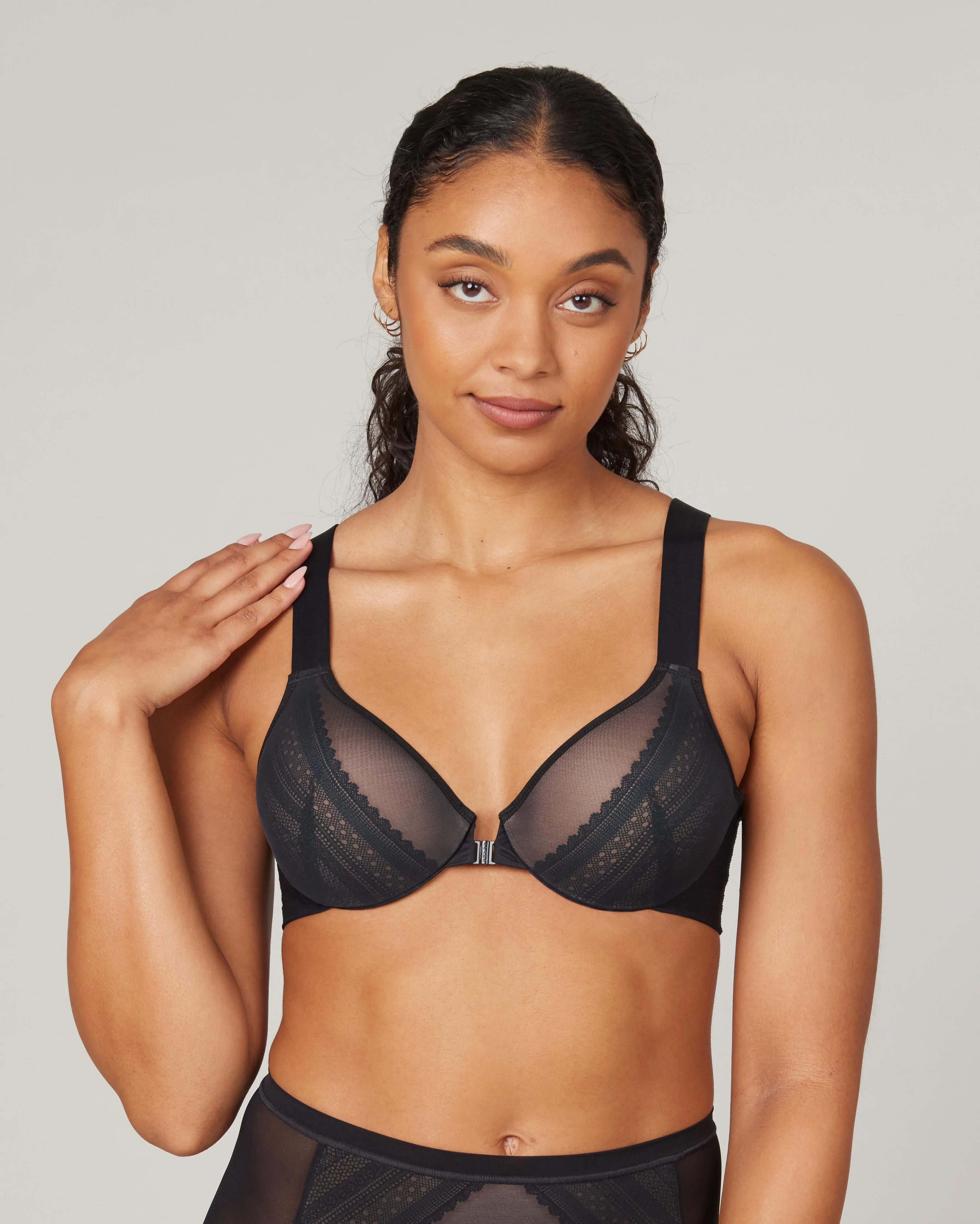 Bra-llelujah!® Illusion Lace Full Coverage Bra - Very Black/Toasted Oatmeal / 36 / B