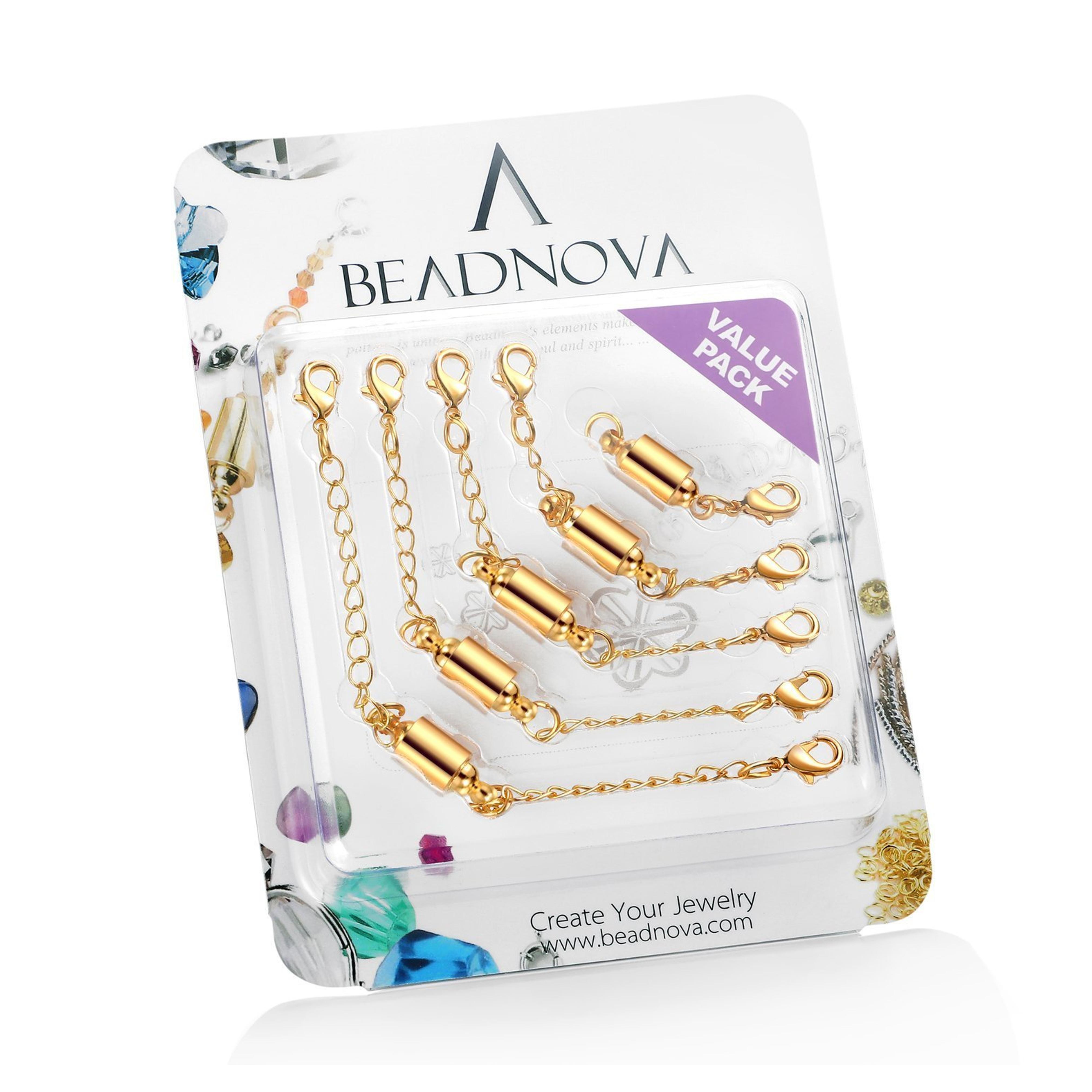 BEADNOVA Necklace Extender Assorted Jewelry Extention Set with Screw-on for Women (5pcs, 1.5-6 Inches, Gold)