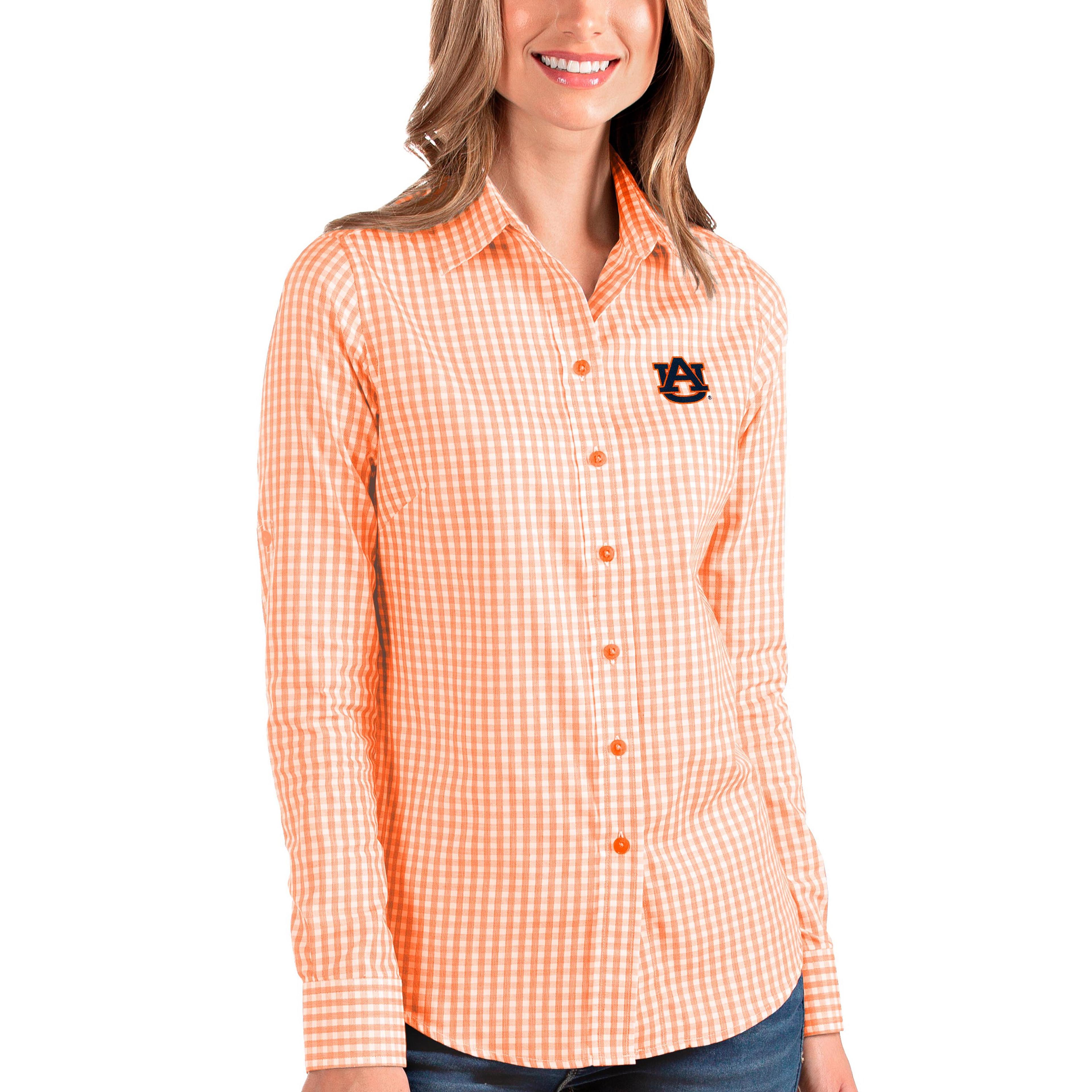 Auburn Tigers Antigua Women's Structure Button-Up Shirt - Orange/White