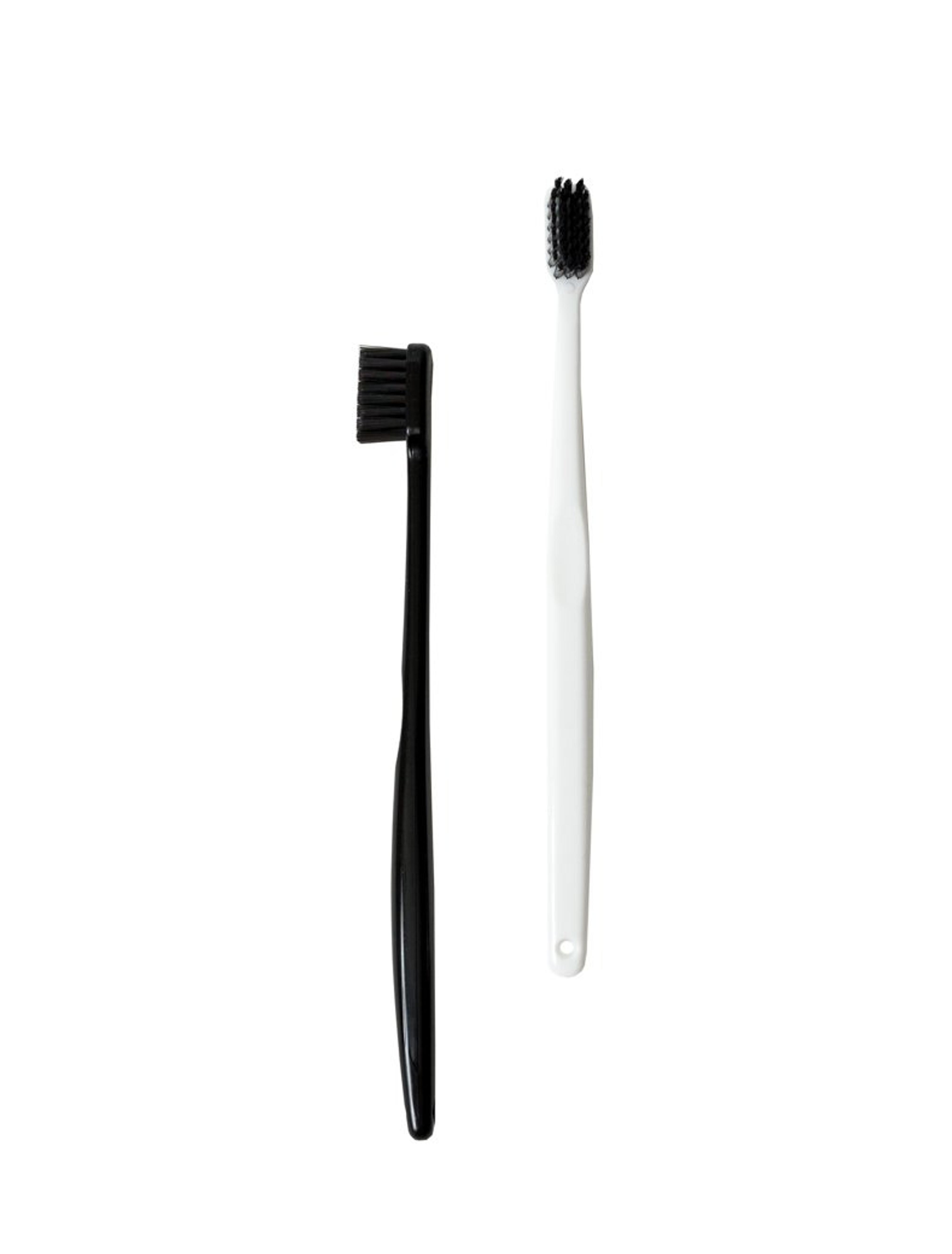 Morihata Binchotan Charcoal Toothbrushes, Set of 2, Black and White