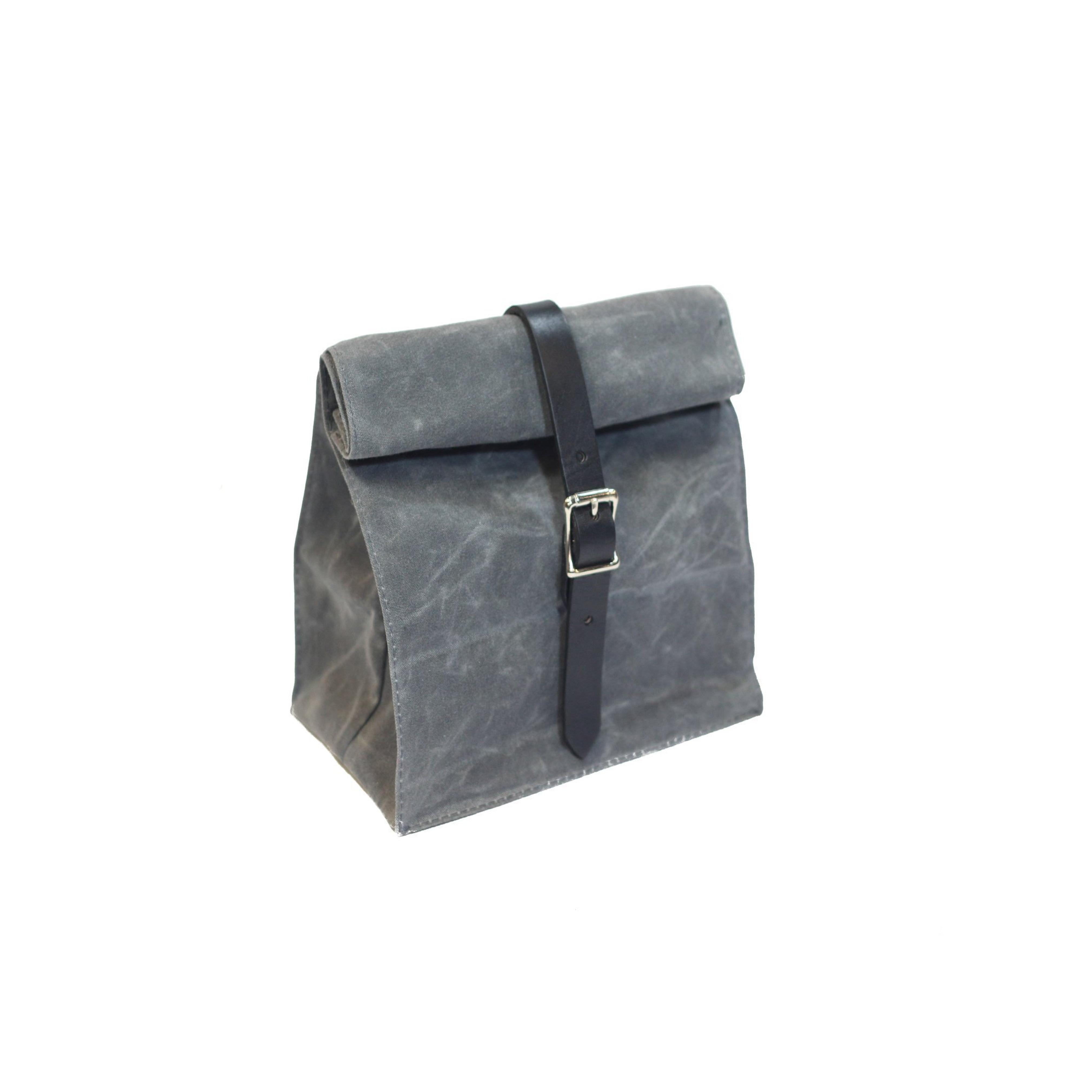 Hardmill Lunch Tote, Waxed Canvas, Charcoal