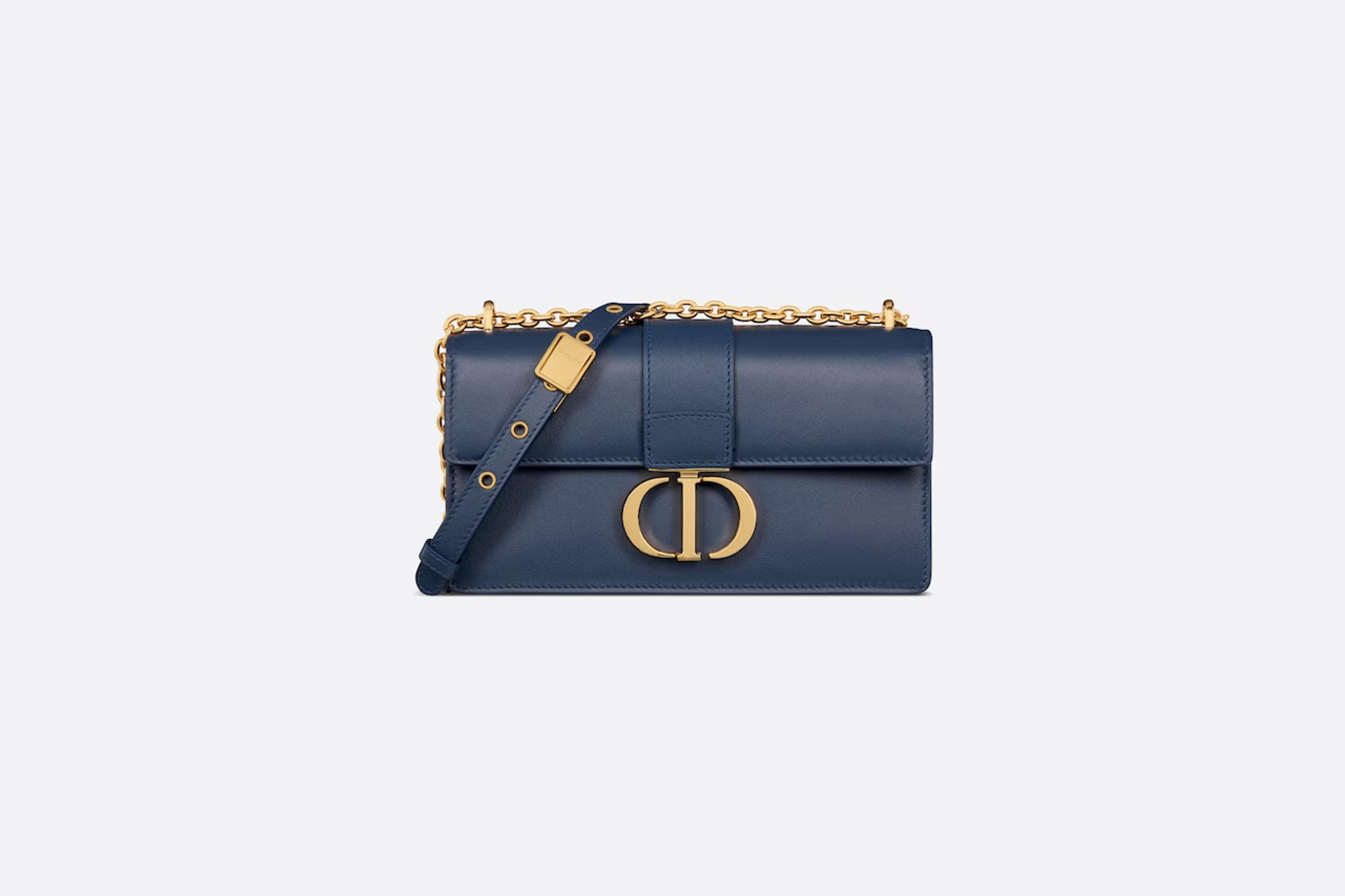 30 Montaigne East-West Bag with Chain Deep Ocean Blue Calfskin | DIOR US