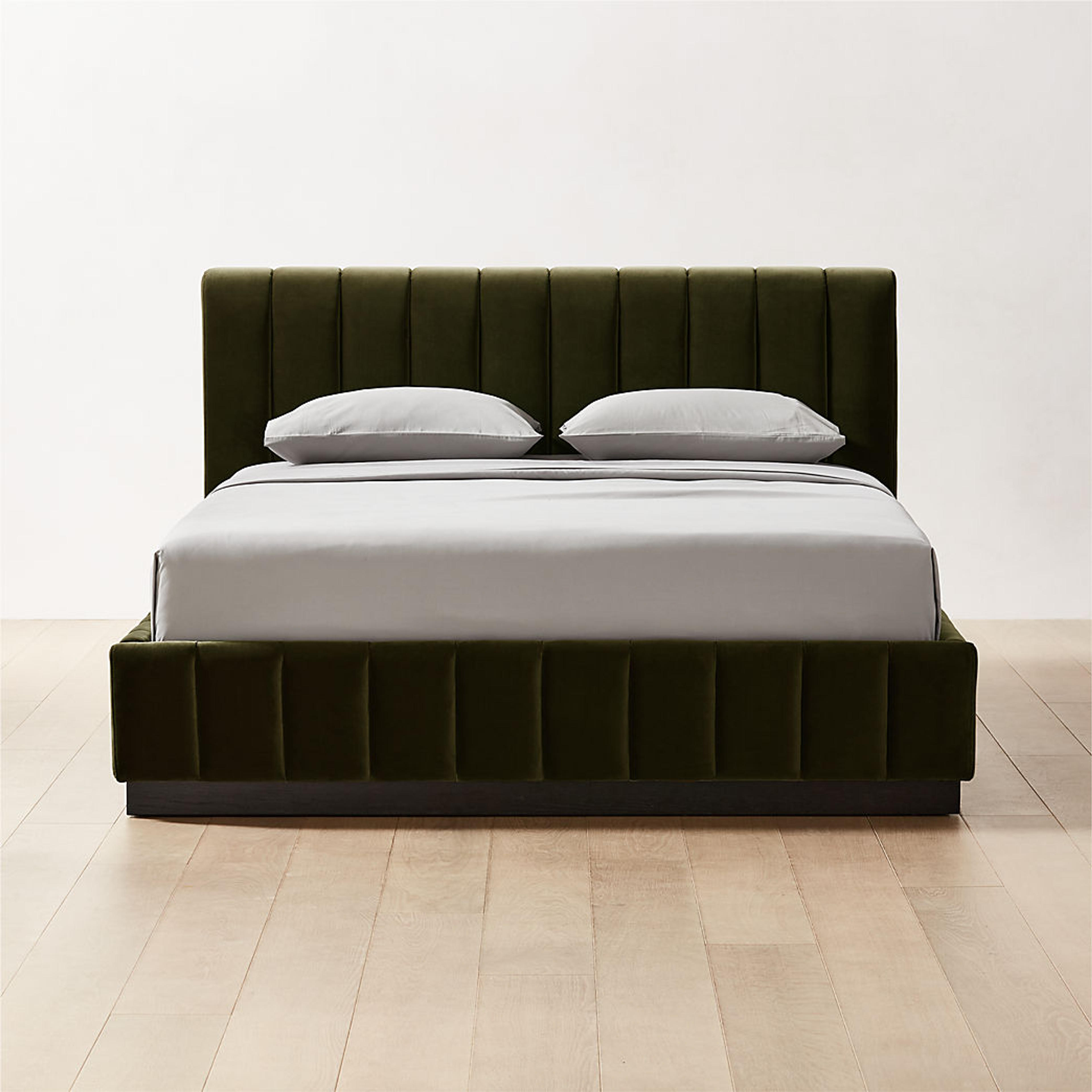 Forte Green Velvet Bed | CB2