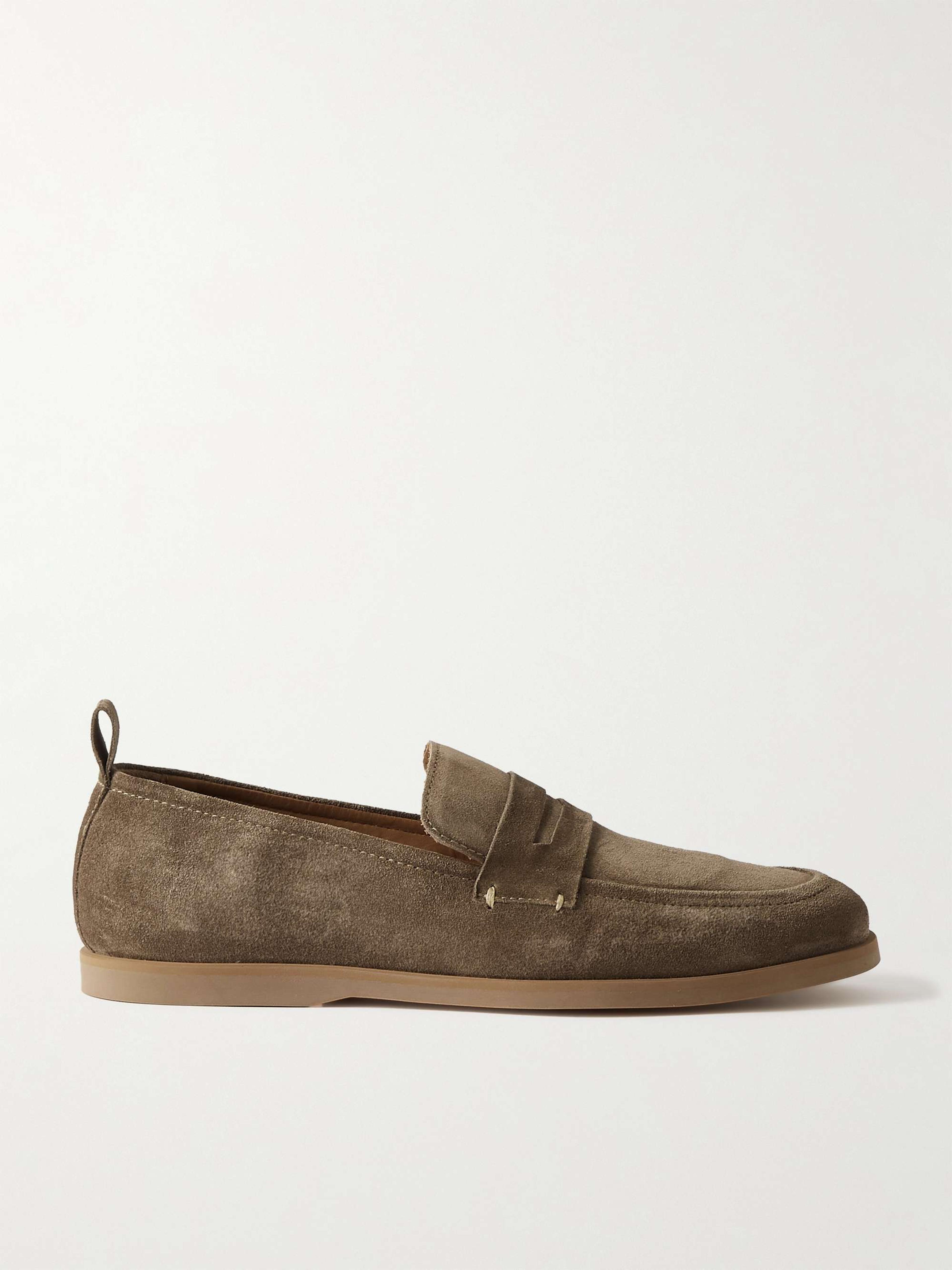 MR P. Leo Suede Penny Loafers for Men | MR PORTER