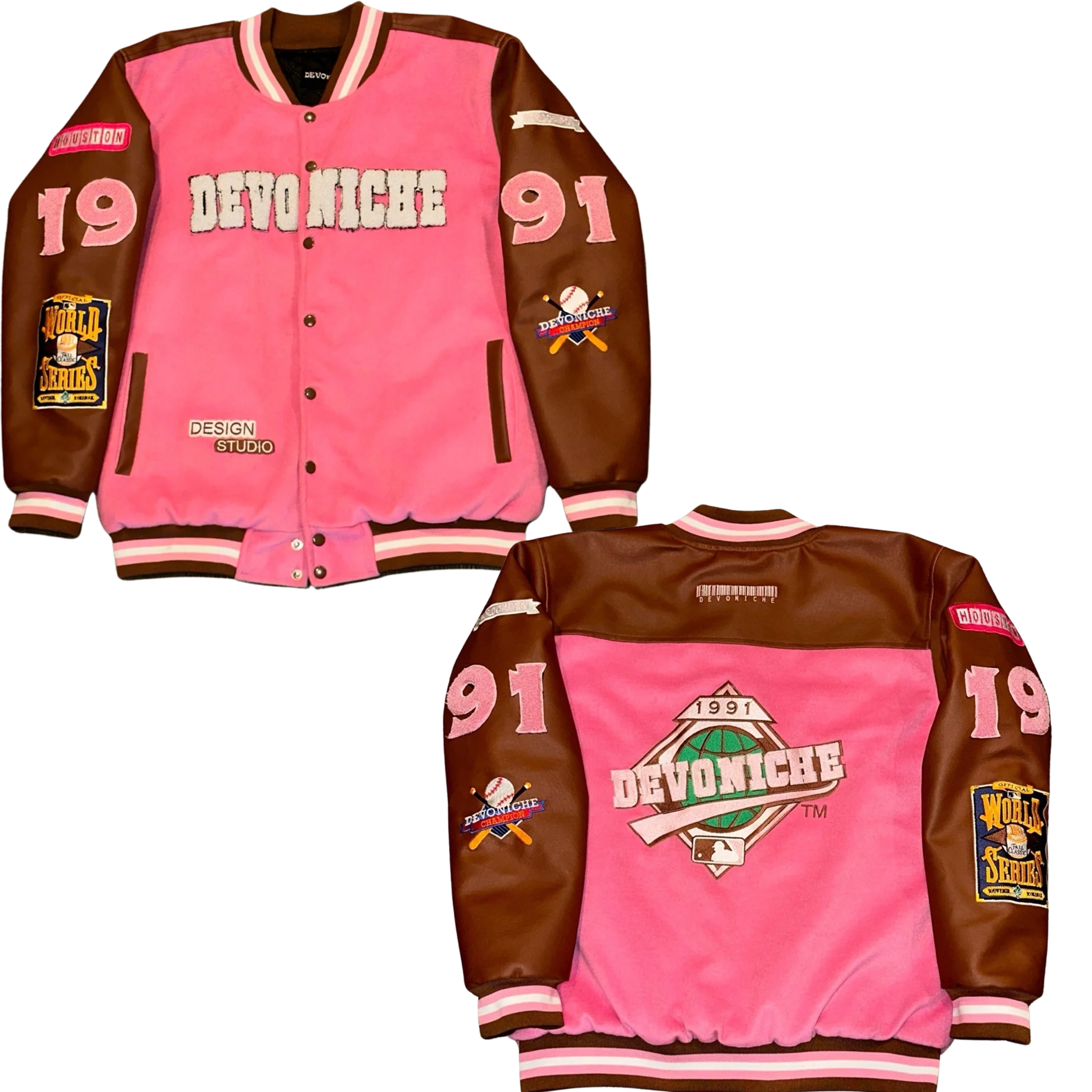 Devoniche’s “CINNAMON PINK ” Varsity Jacket – DEVONICHE