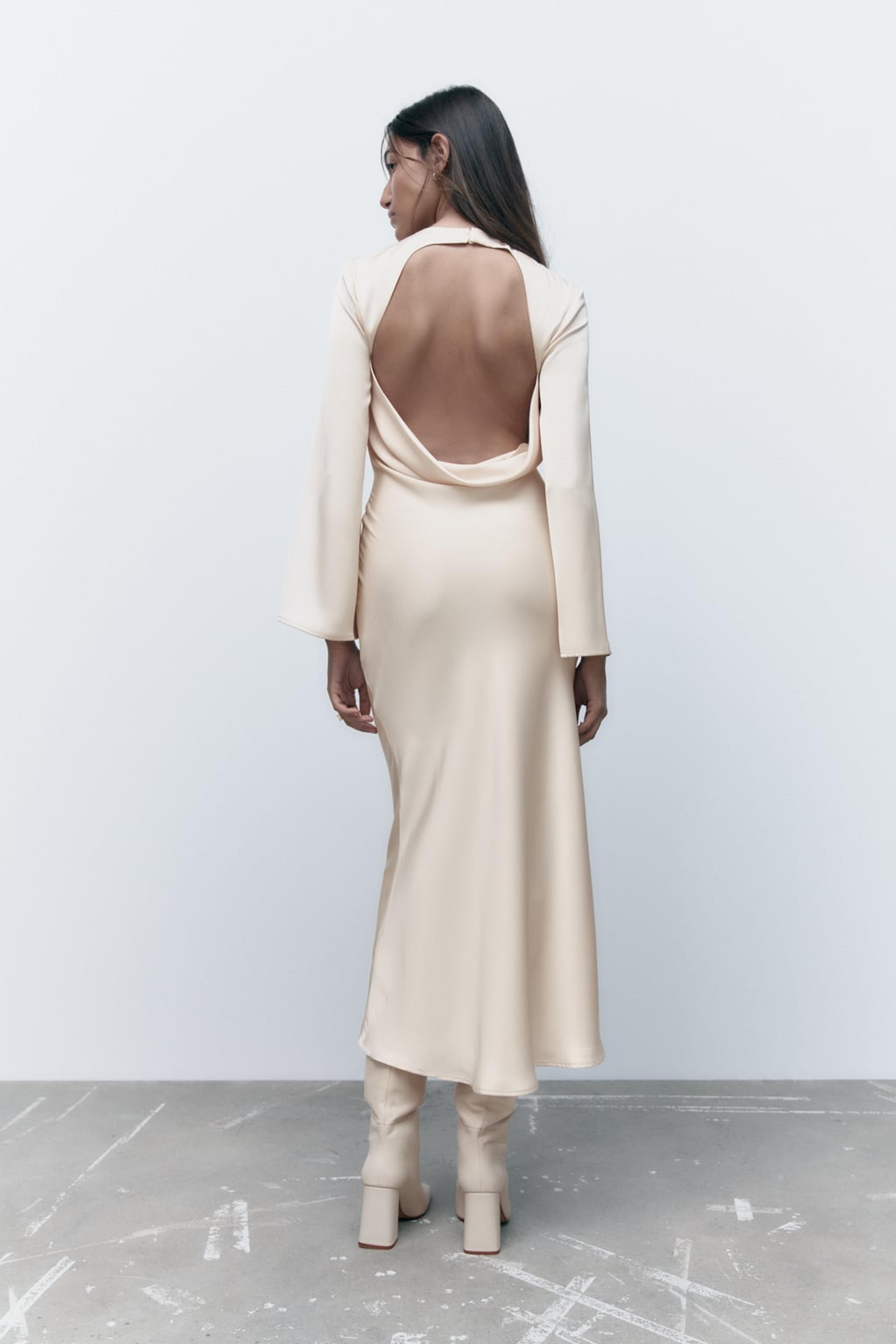 OPEN BACK SATIN EFFECT DRESS - Soft gold | ZARA United States