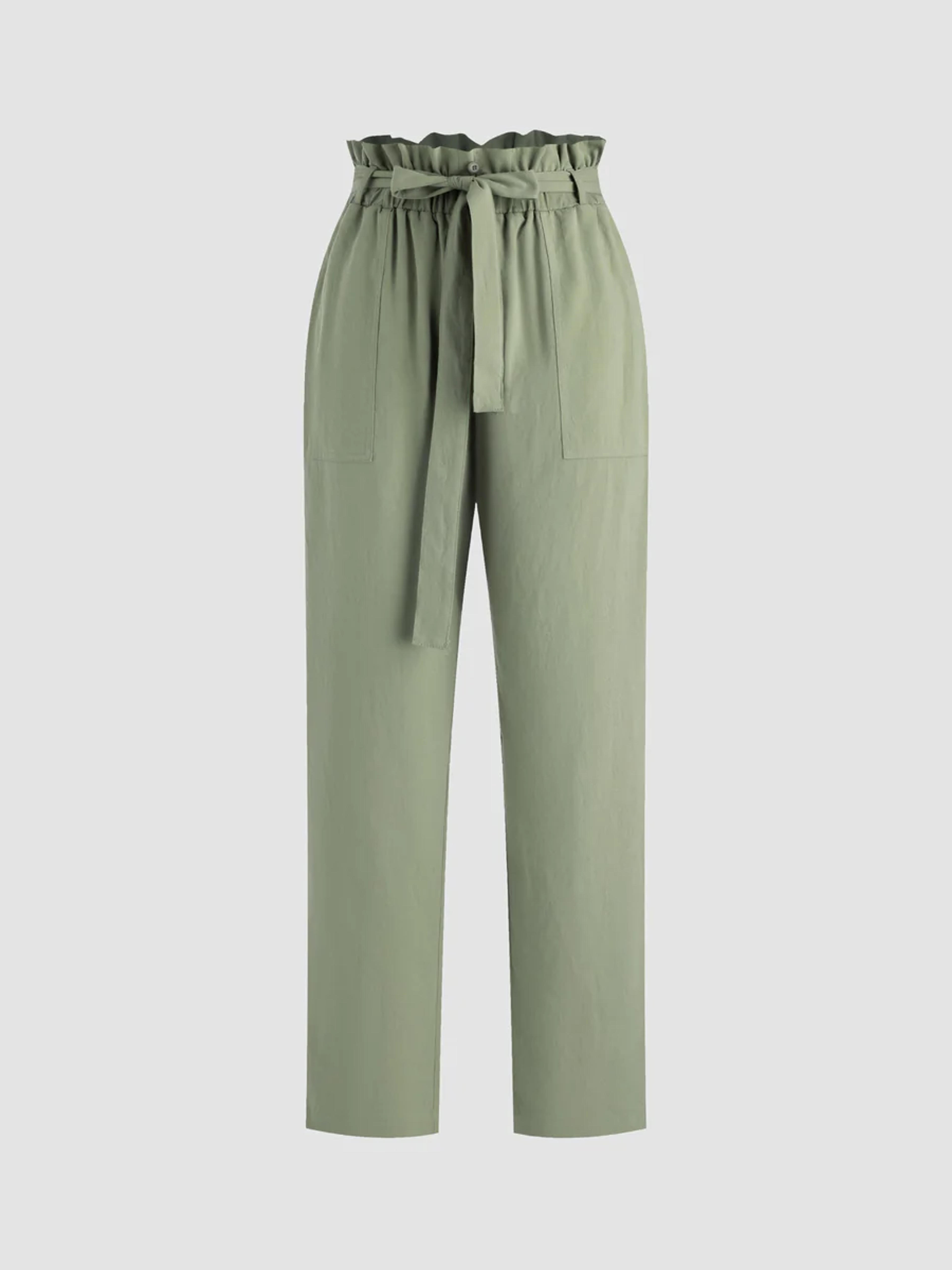 Frills Belted Solid Pants