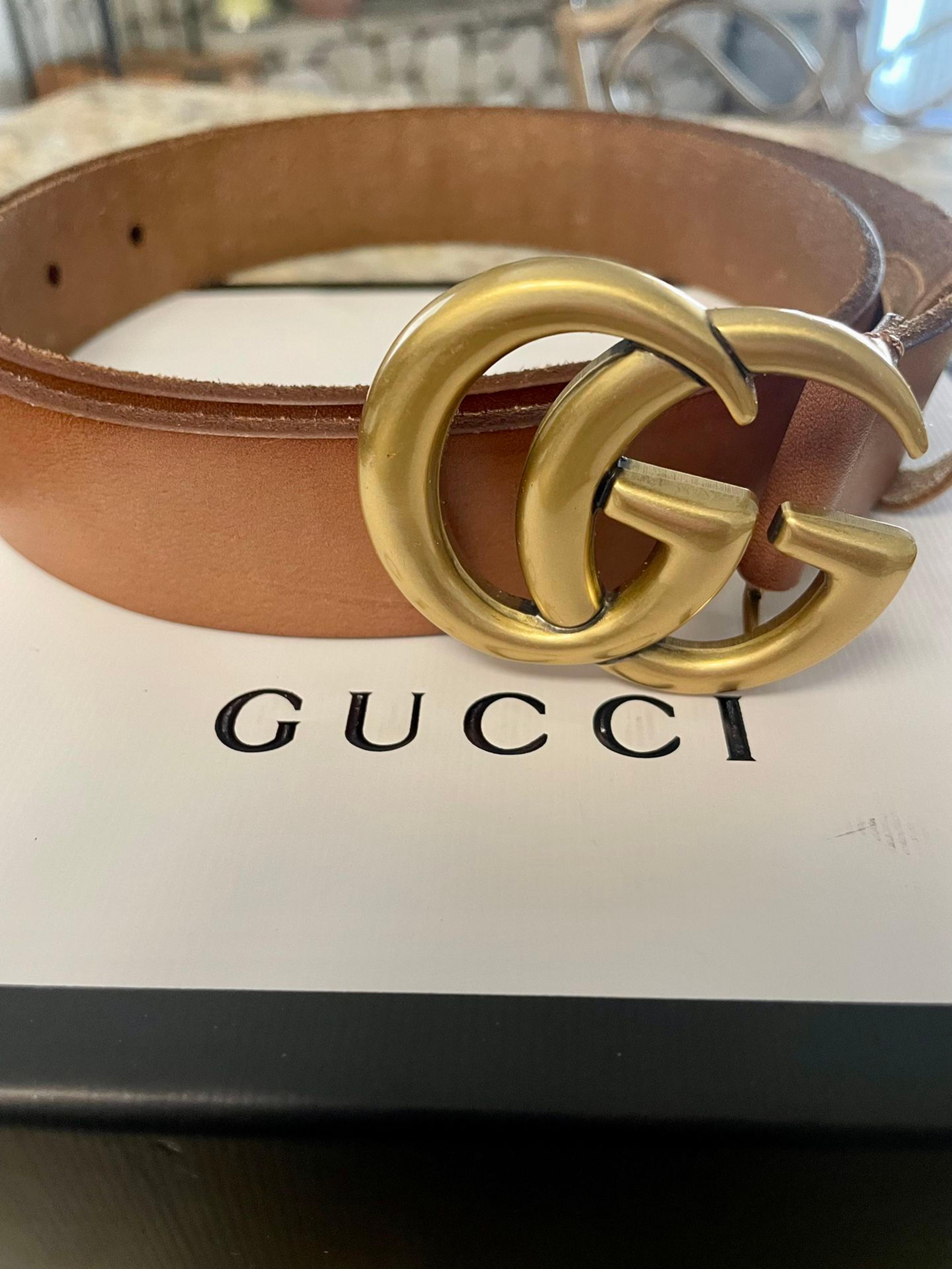 Beautiful Brown Leather Double GG Belts, Sz 85 for Sale in Apple Valley, CA - OfferUp