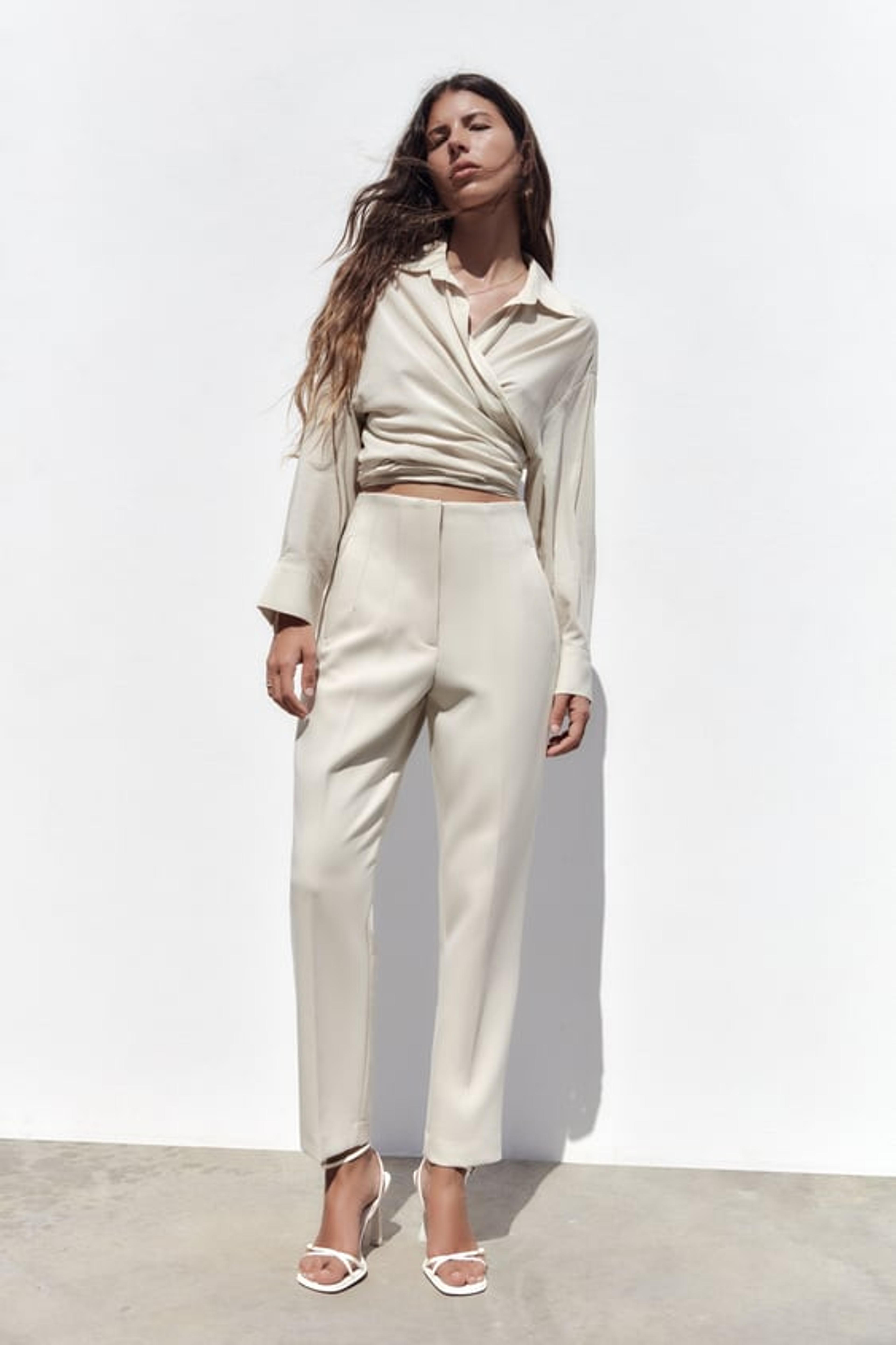 HIGH-WAIST TROUSERS - Oyster White | ZARA United Kingdom