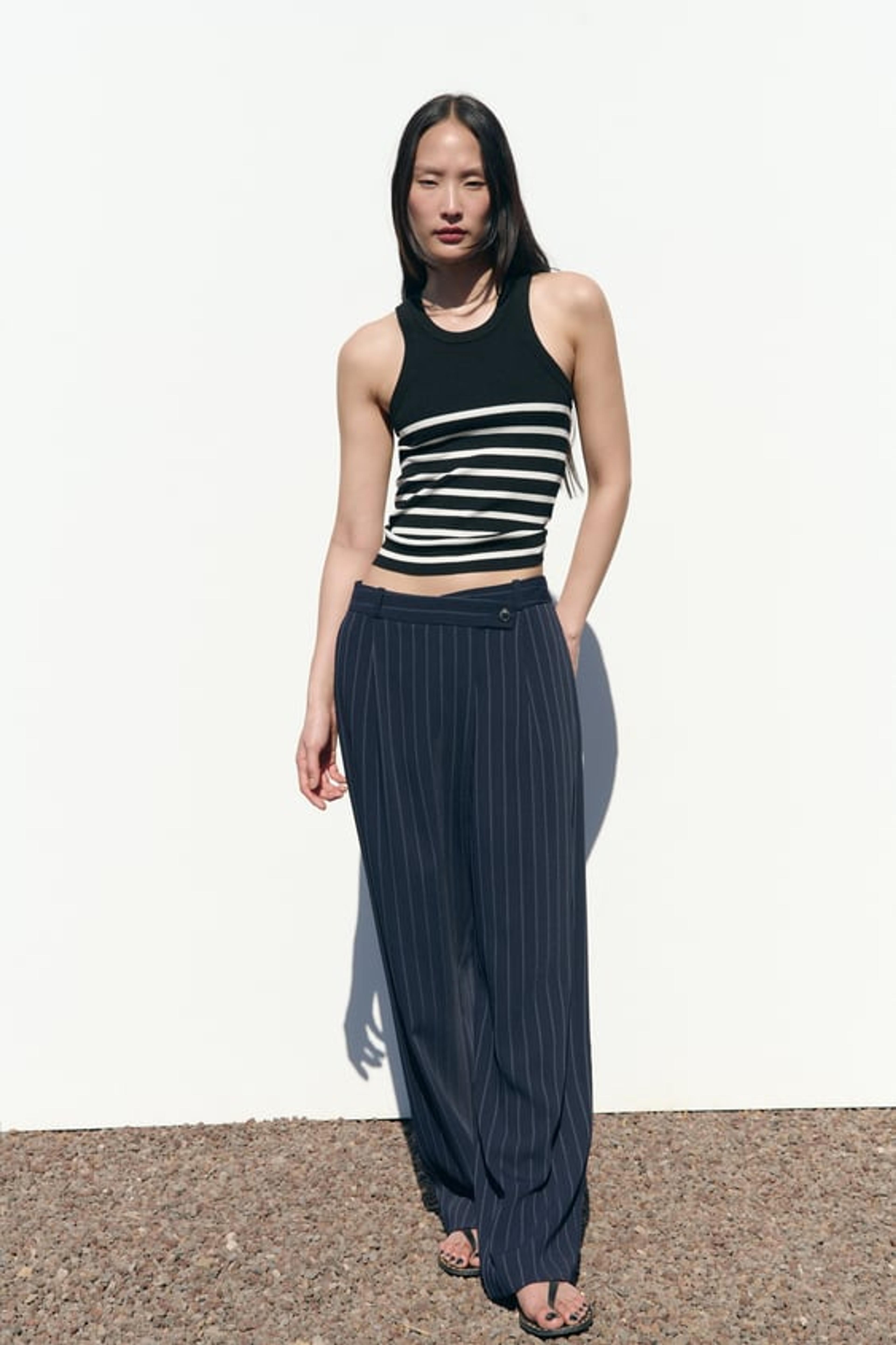 PINSTRIPED TROUSERS - Navy blue | ZARA United Kingdom