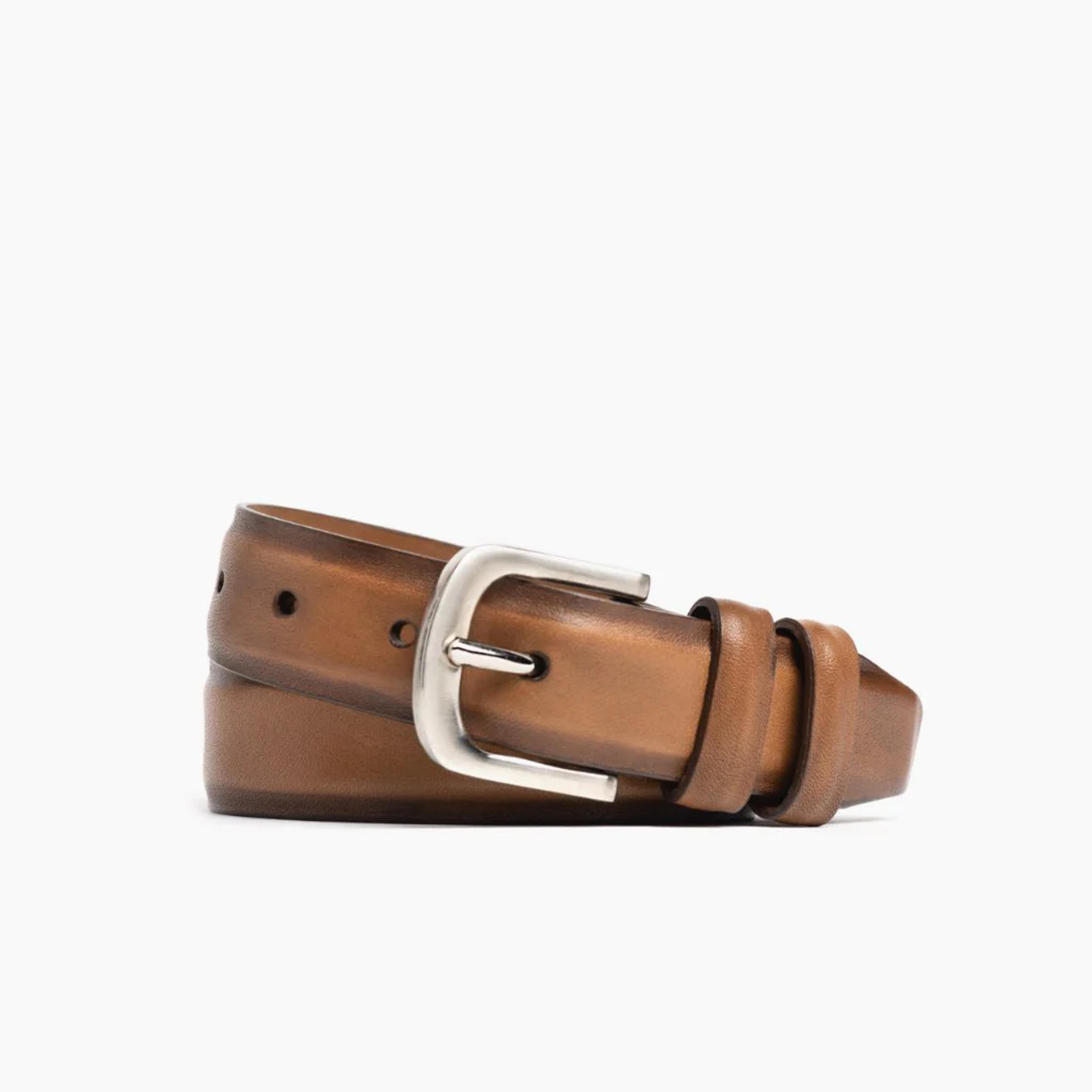 Men's Slim Leather Belt In Toffee Tan - Thursday Boot Company