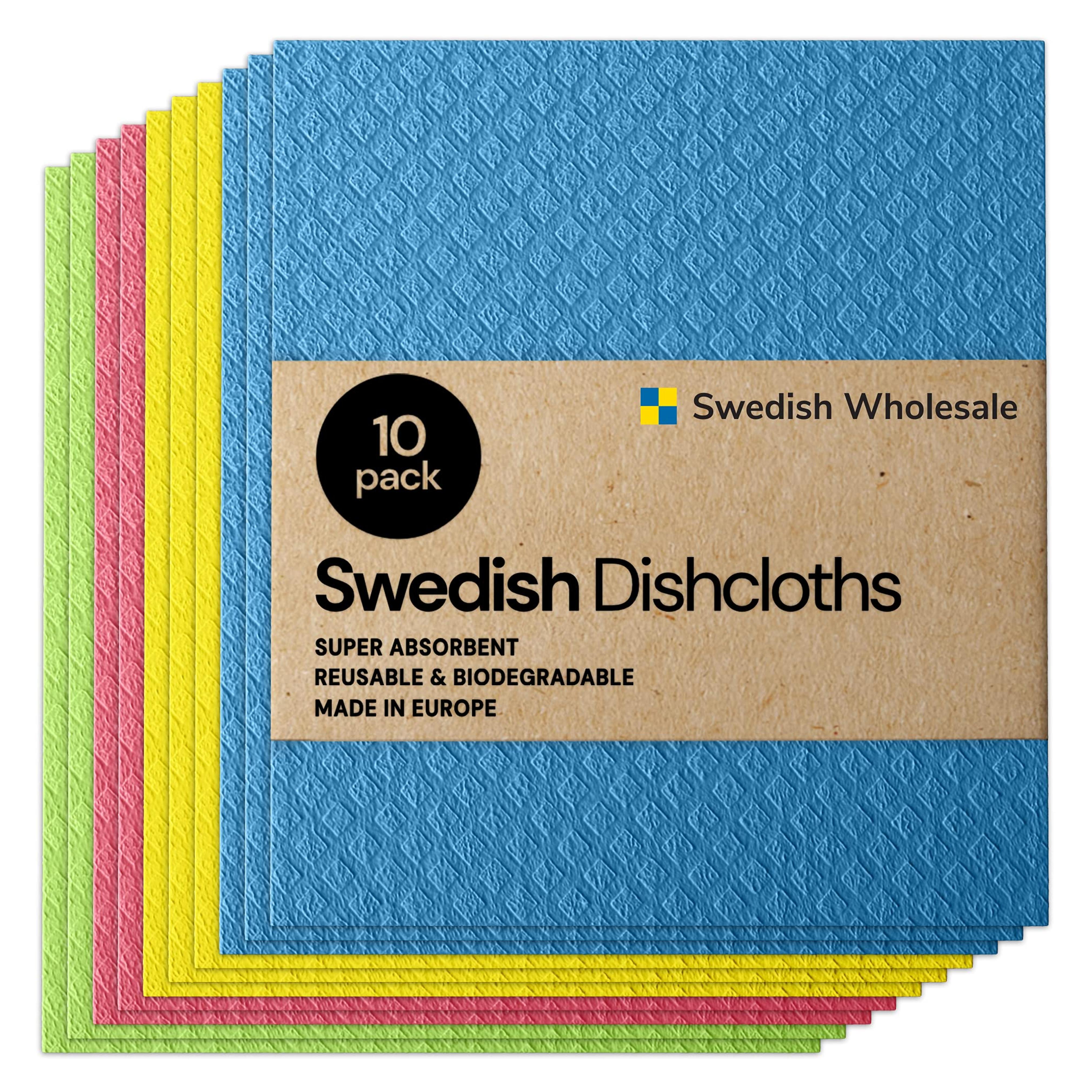 Amazon.com: Swedish Wholesale Swedish Dish Cloths - 10 Pack Reusable, Absorbent Hand Towels for Kitchen, Counters & Washing Dishes - Cellulose Sponge Cloth - Eco Friendly Gifts - Assorted : Health & Household