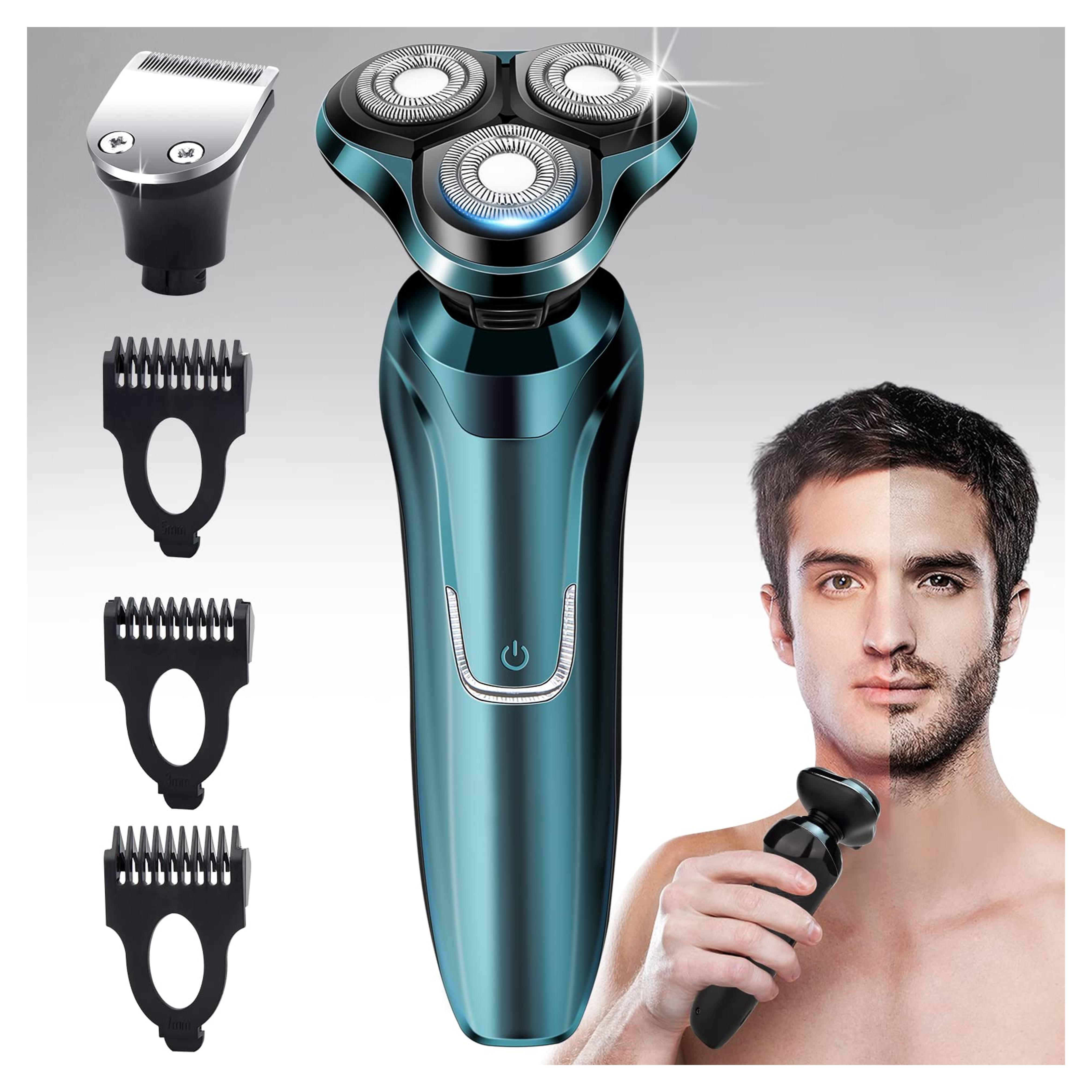 Electric Razor for Men Shavers for Men Electric Razor, 4 in 1 Dry Wet Waterproof Rotary Men's Face Shaver Razors, Cordless Face Shaver USB Rechargeable for Shaving Ideas Gift for Dad Husband