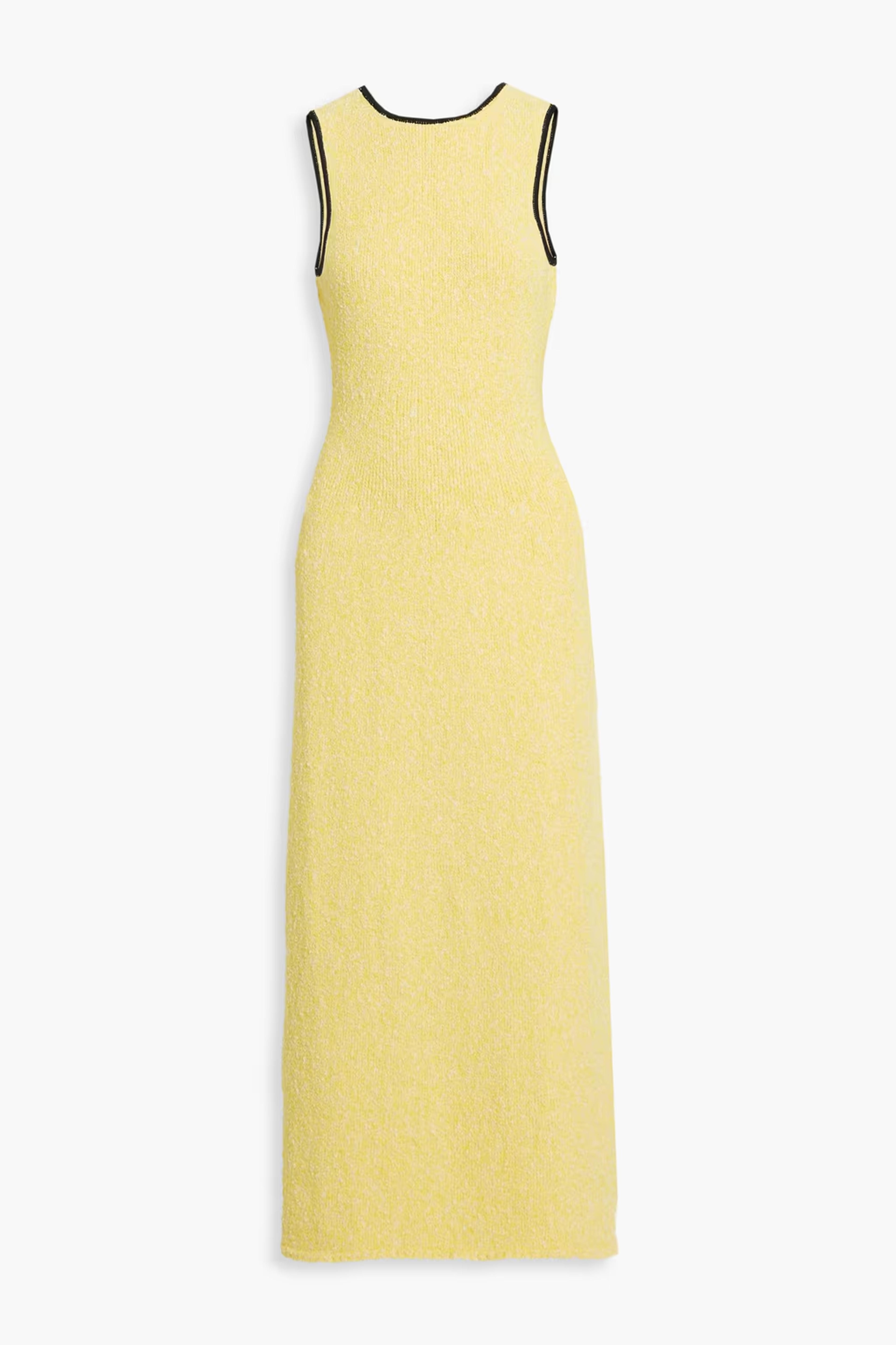 Pastel yellow Bouclé-kit organic cotton-blend midi dress | GANNI | THE OUTNET