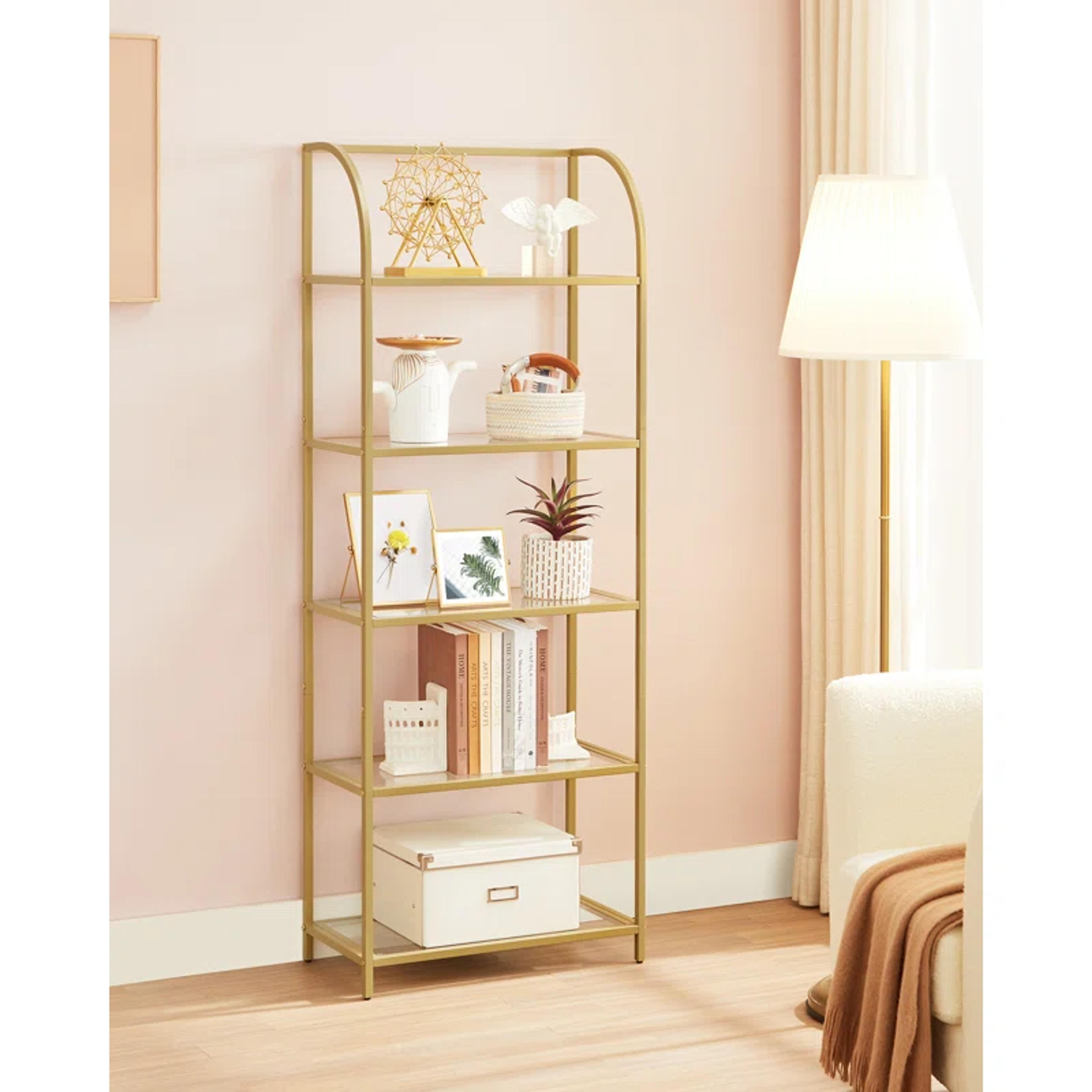 Everly Quinn Shinay 62.6'' H x 23.62'' W Steel Etagere Bookcase | Wayfair