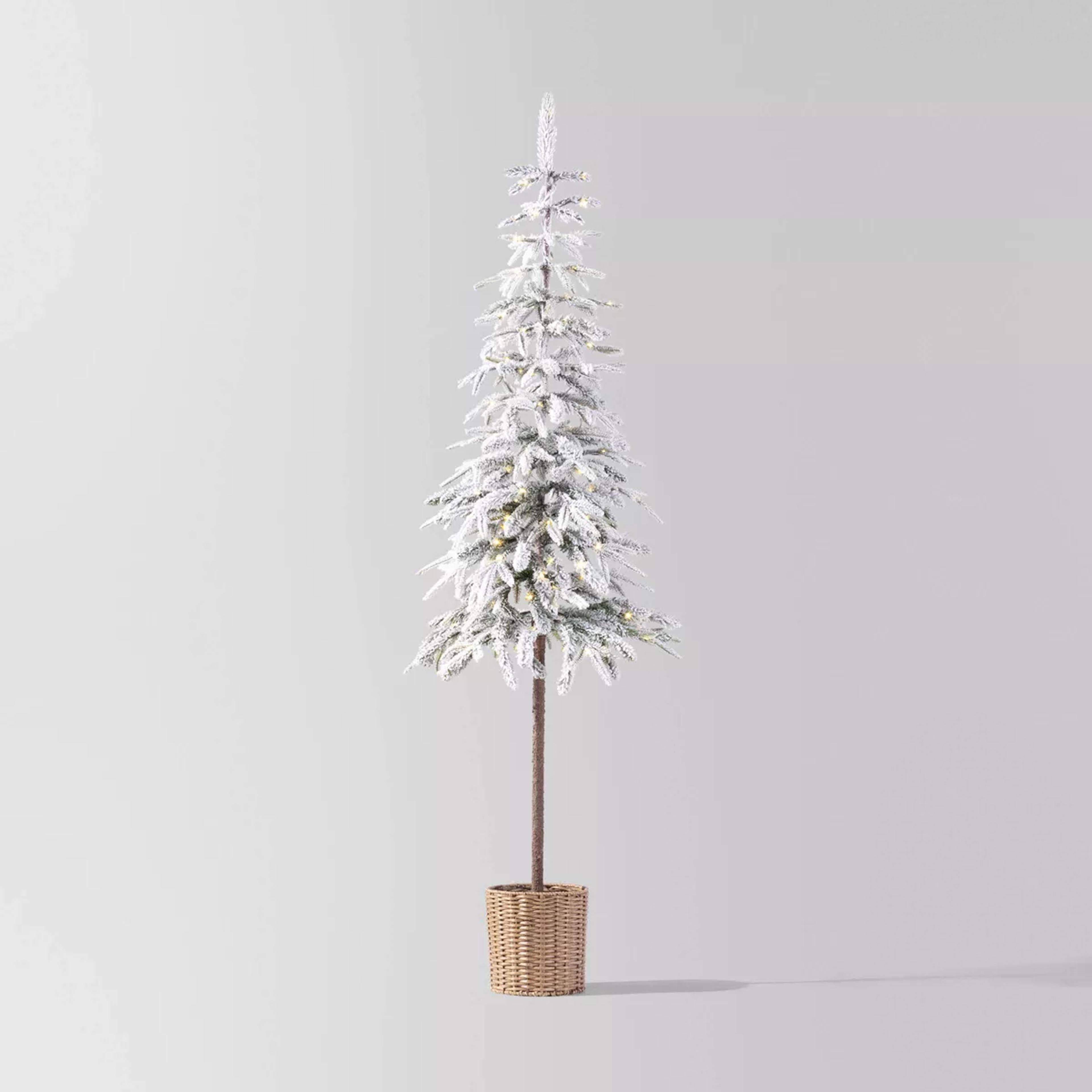 Pre-lit Led Dewdrop Downswept Flocked Balsam Fir With Basket Artificial Christmas Tree Warm White Lights - Wondershop™ : Target