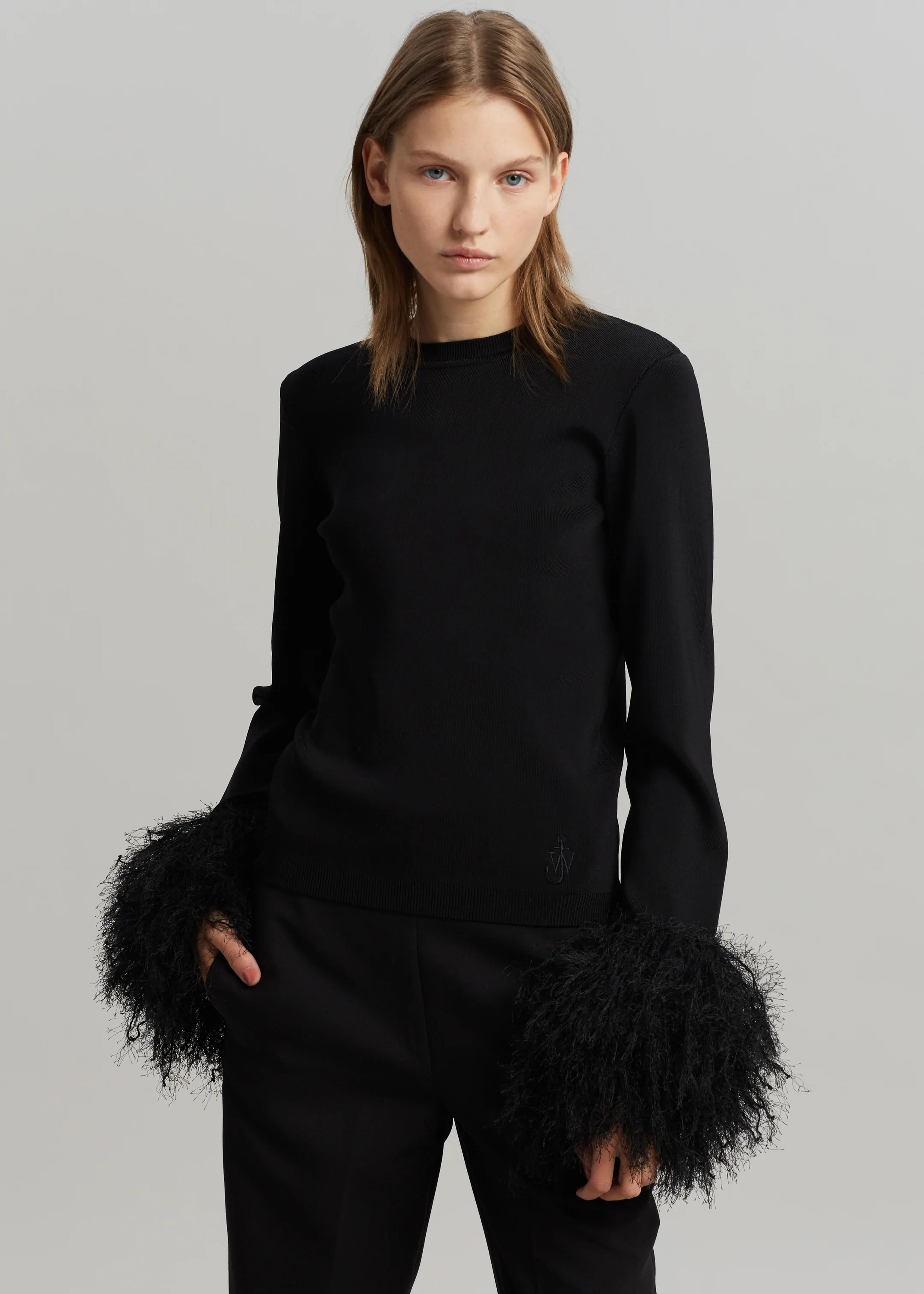 JW Anderson Pom Pom Cuff Crew Neck Jumper - Black – The Frankie Shop