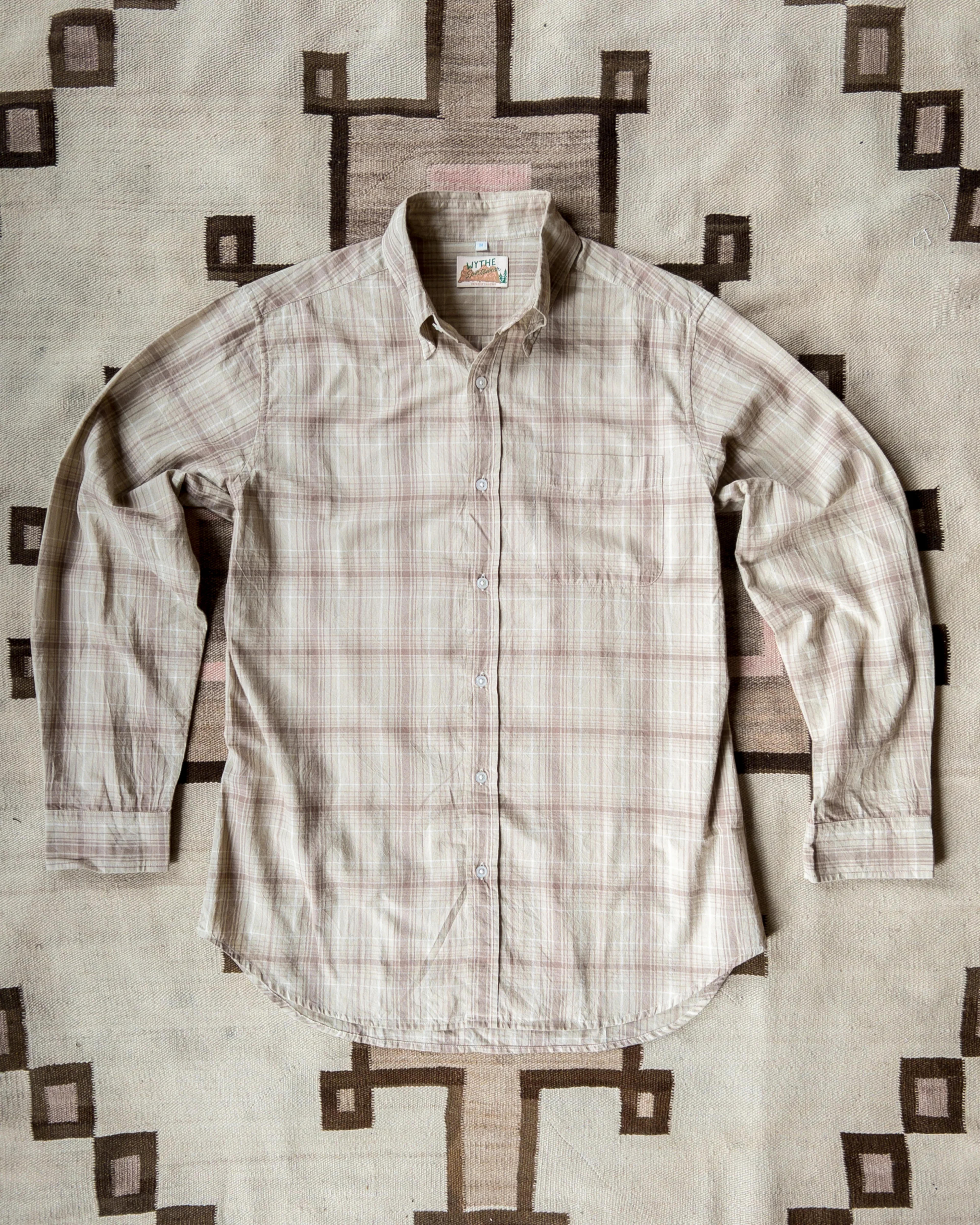 Washed Madras Button Down Collar Shirt - Earthtone Plaid - S