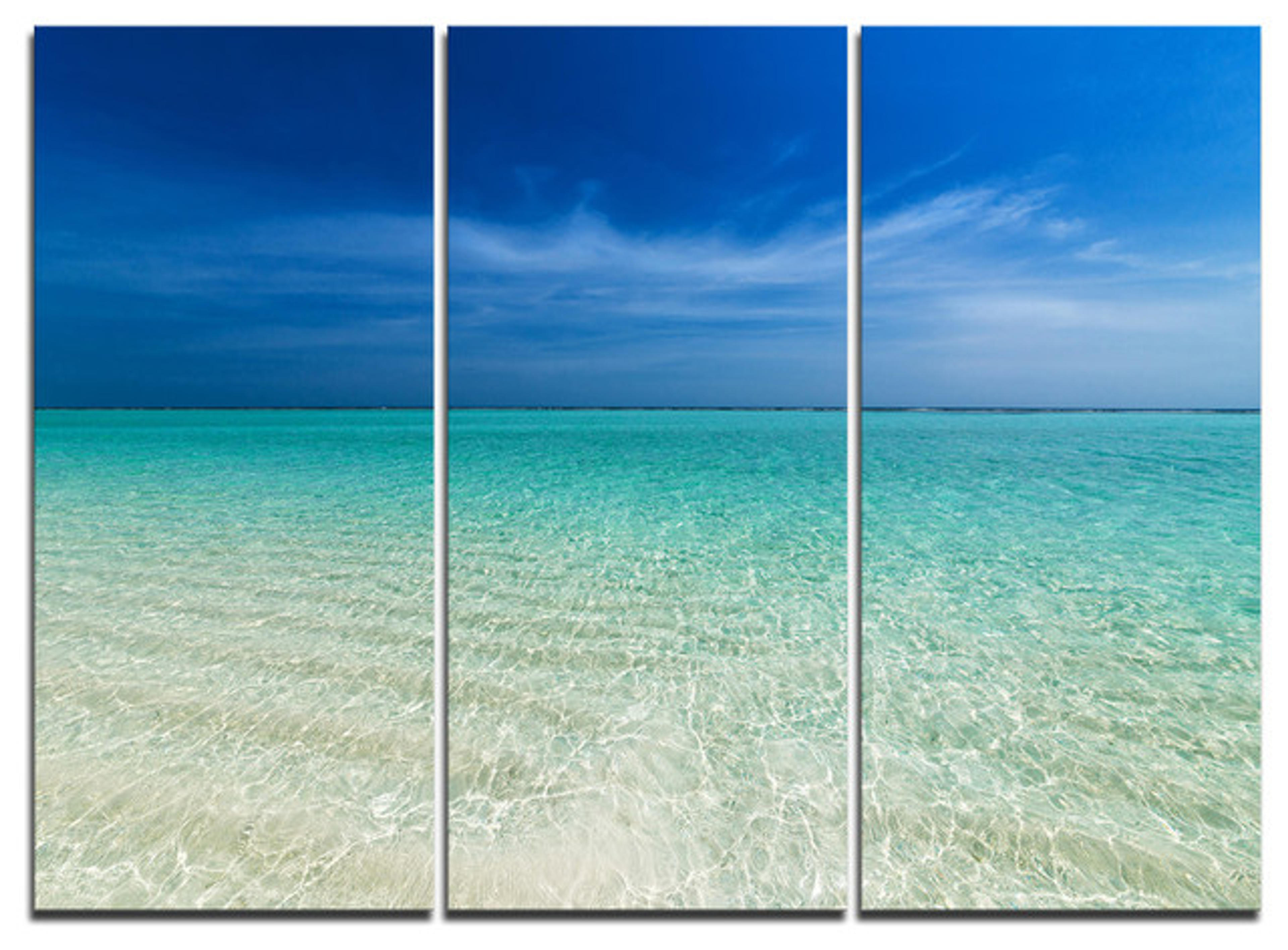 "Turquoise Ocean Under Blue Sky" Metal Wall Art, 3 Panels, 36"x28" - Beach Style - Metal Wall Art - by Design Art USA | Houzz