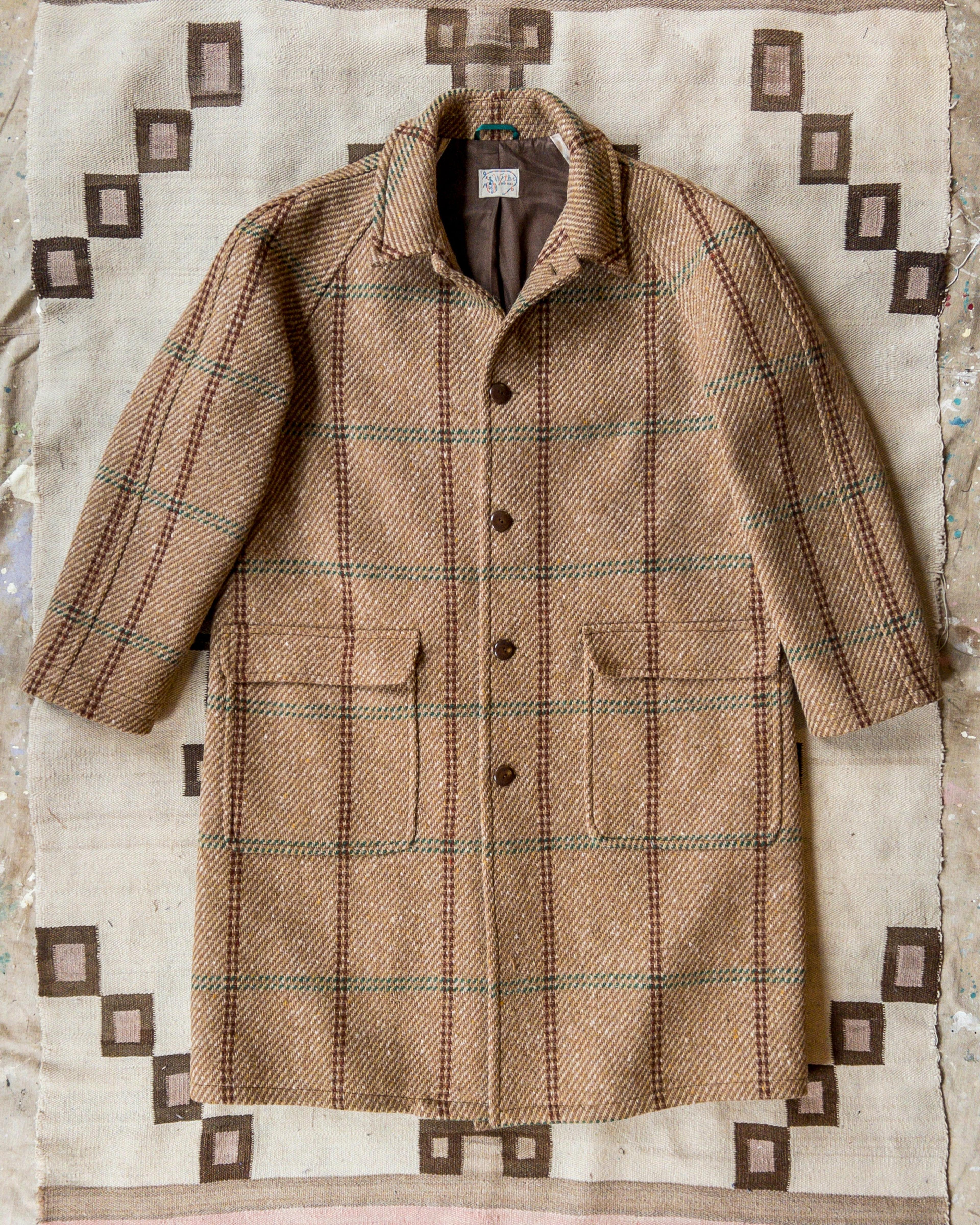 Raglan Wool Overcoat - Rust and Evergreen Windowpane – Wythe New York