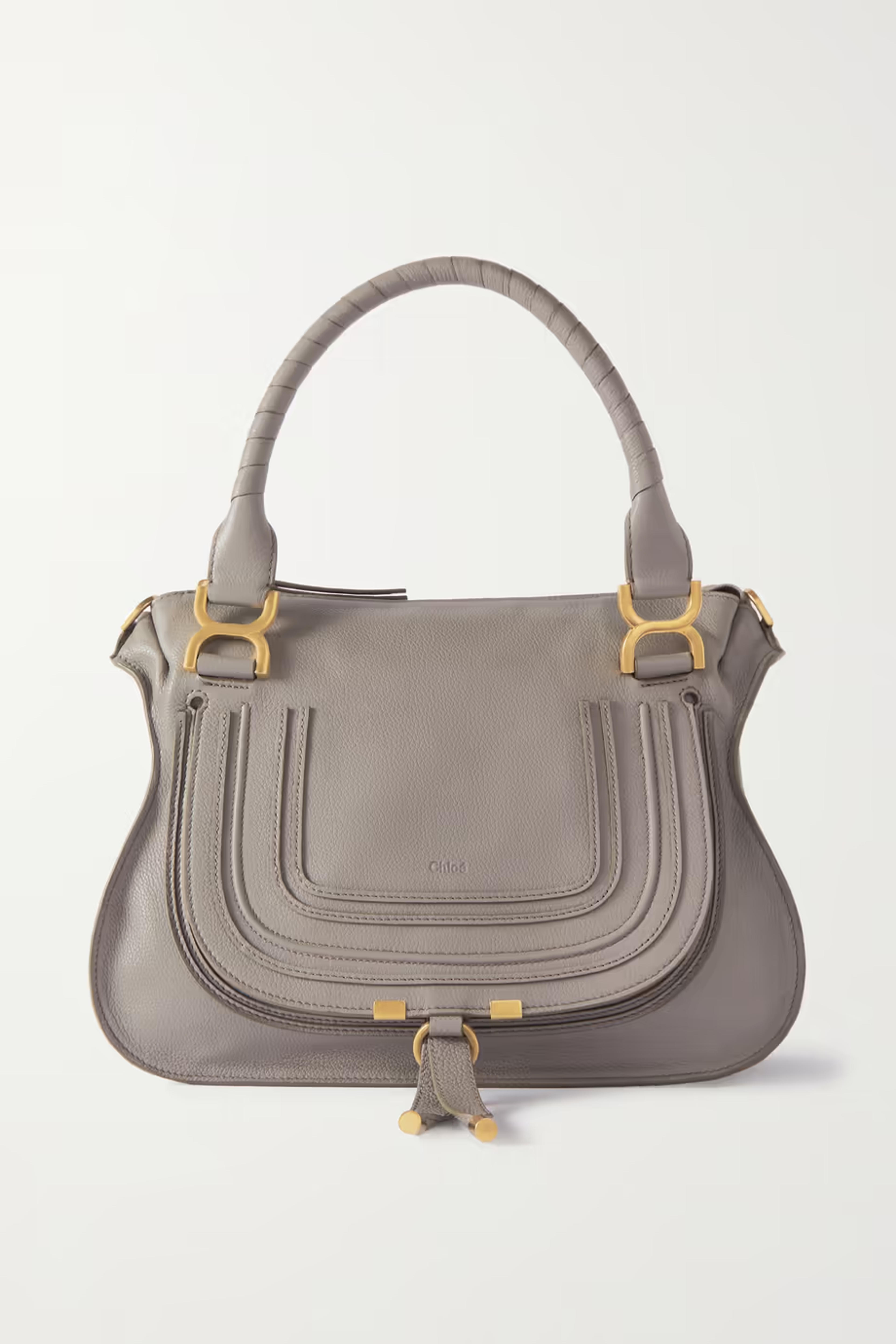 Gray Marcie medium textured-leather tote | CHLOÉ | NET-A-PORTER
