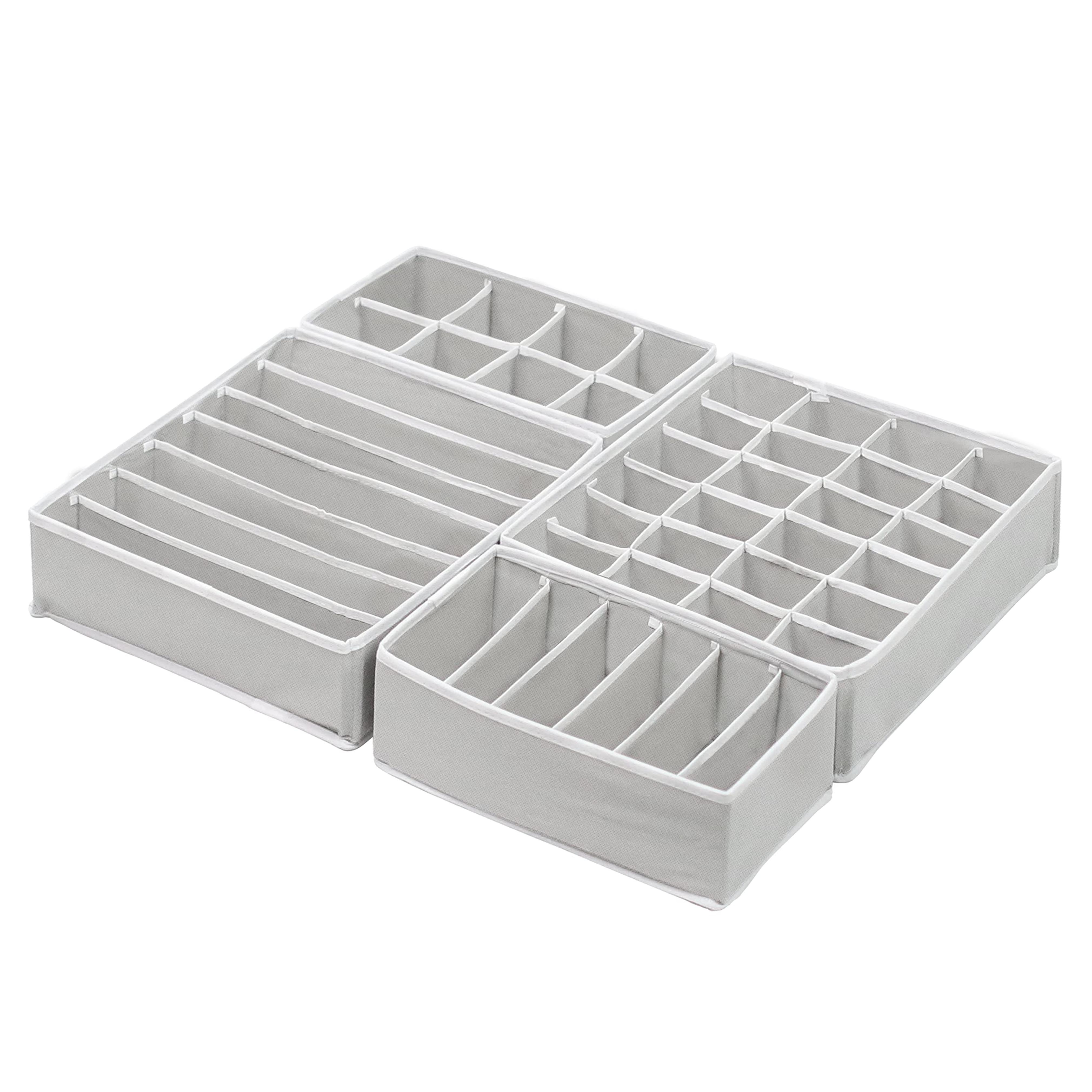 SimpleHouseware Closet Underwear Organizer Drawer Divider 4 Set, Gray