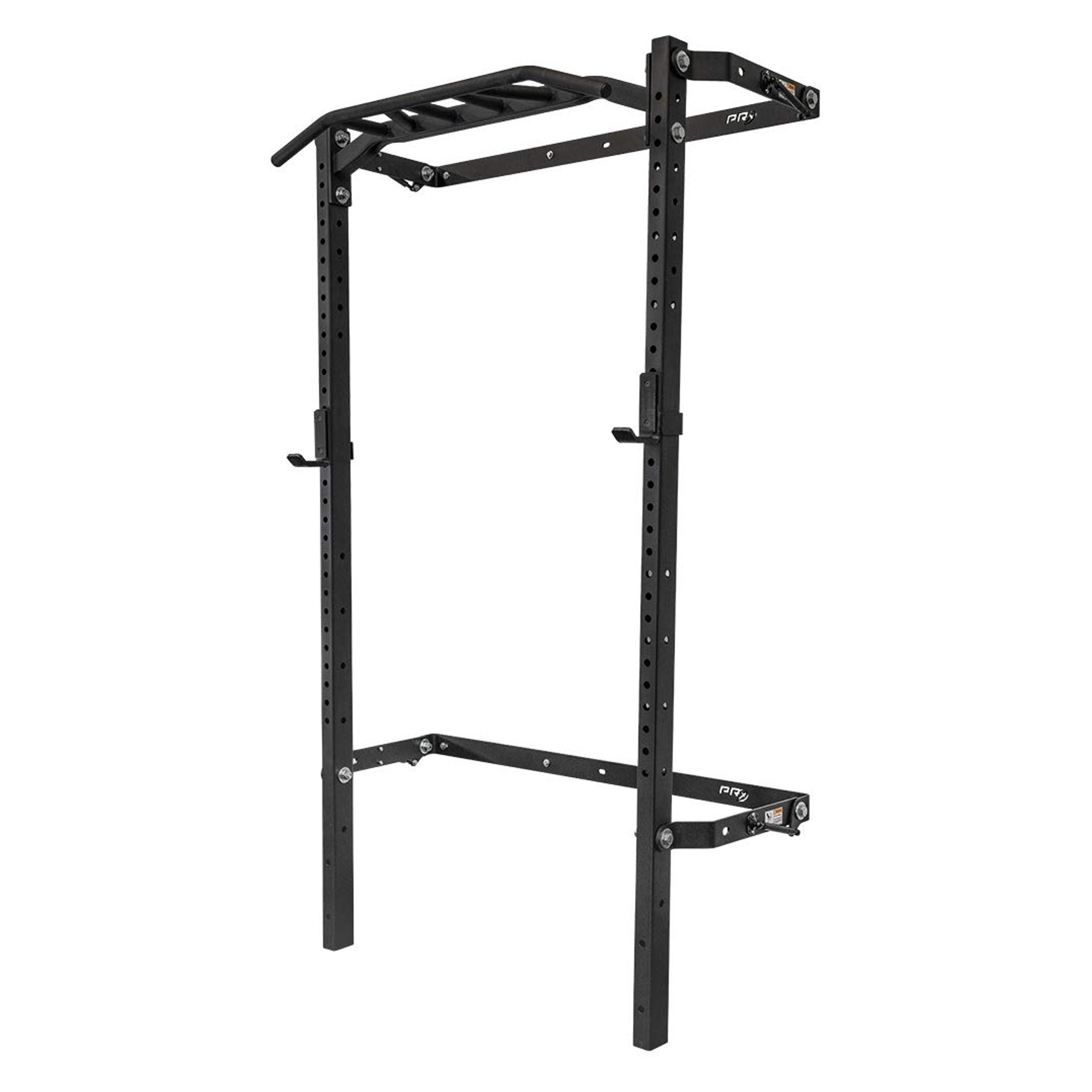 PRx Performance Profile ONE Squat Rack 2"x3" with Kipping or Pull Up Bar, Wall Mounted Home Gym Folding Fitness Equipment Power Rack, Shark Tank Company (Black Onyx with Multi-Grip Bar, 90")