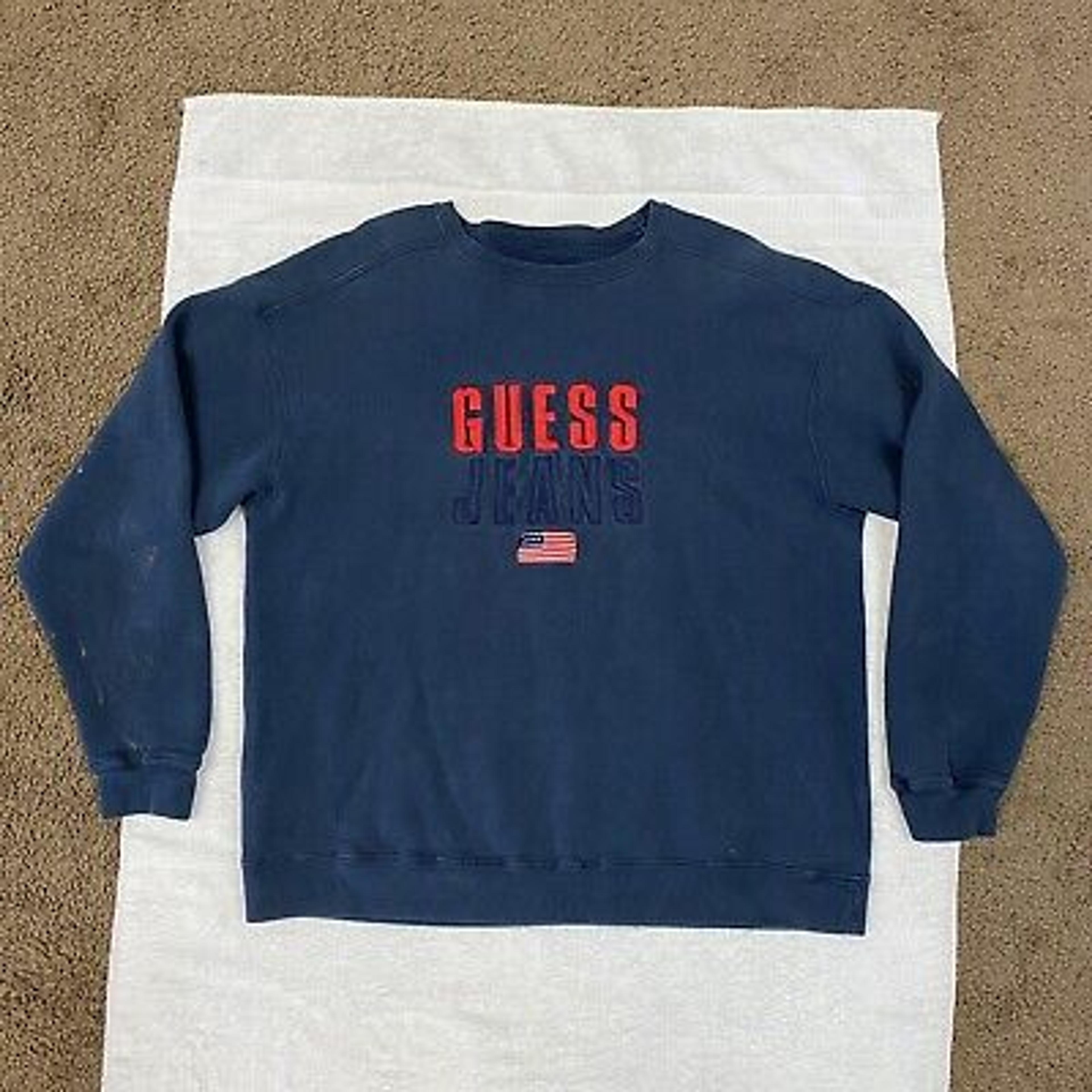 Vintage Guess Jeans Crewneck Sweatshirt Navy Blue Made in USA