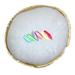 Necitorix Resin Marble Mixing Palette,Nail Art Palette with Gold Edge,Nail Art Equipment, Makeup Display Board (White)