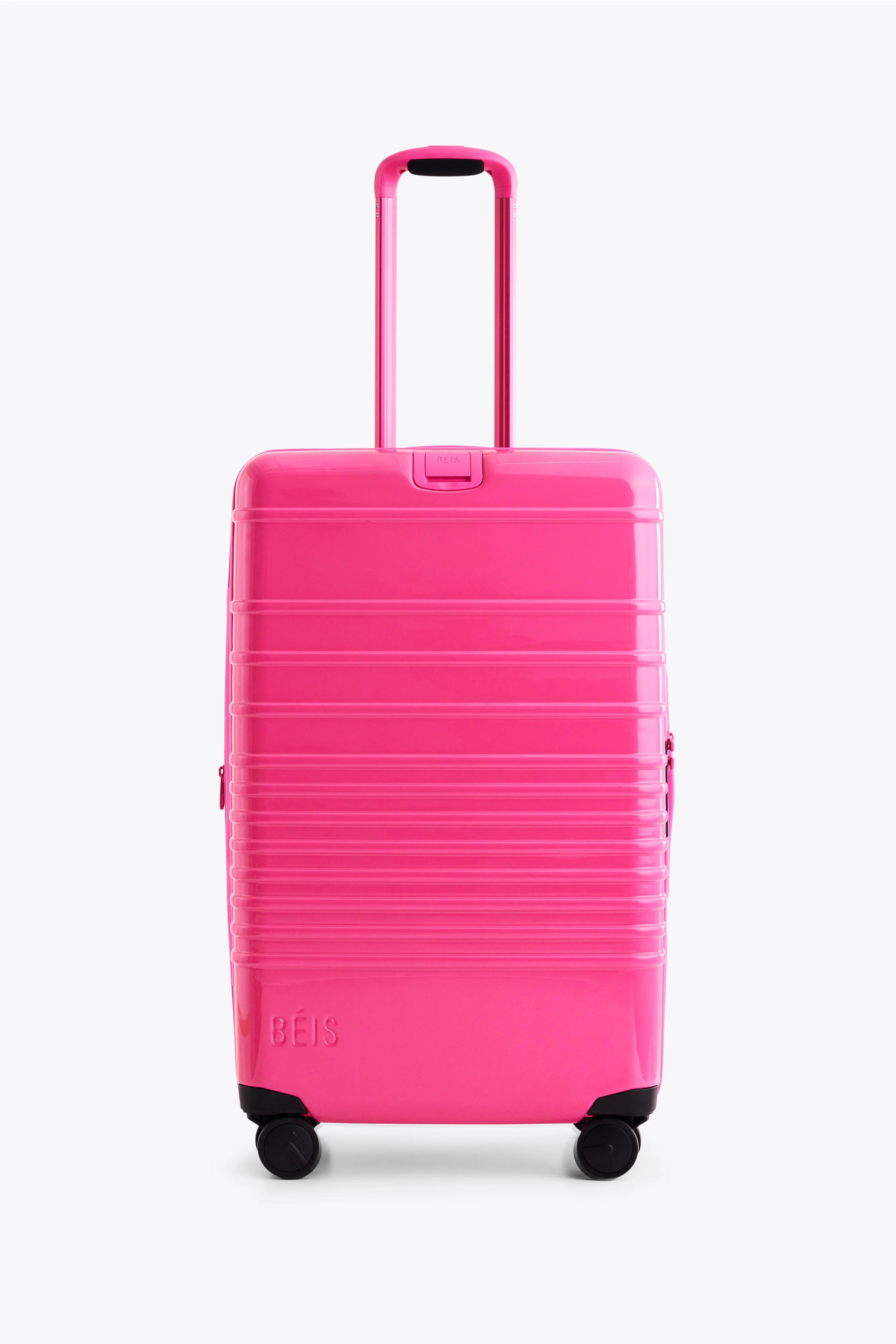 Béis 'The 26" Check In Roller' in Barbie™ Pink - 26" Checked Pink Luggage & Suitcases